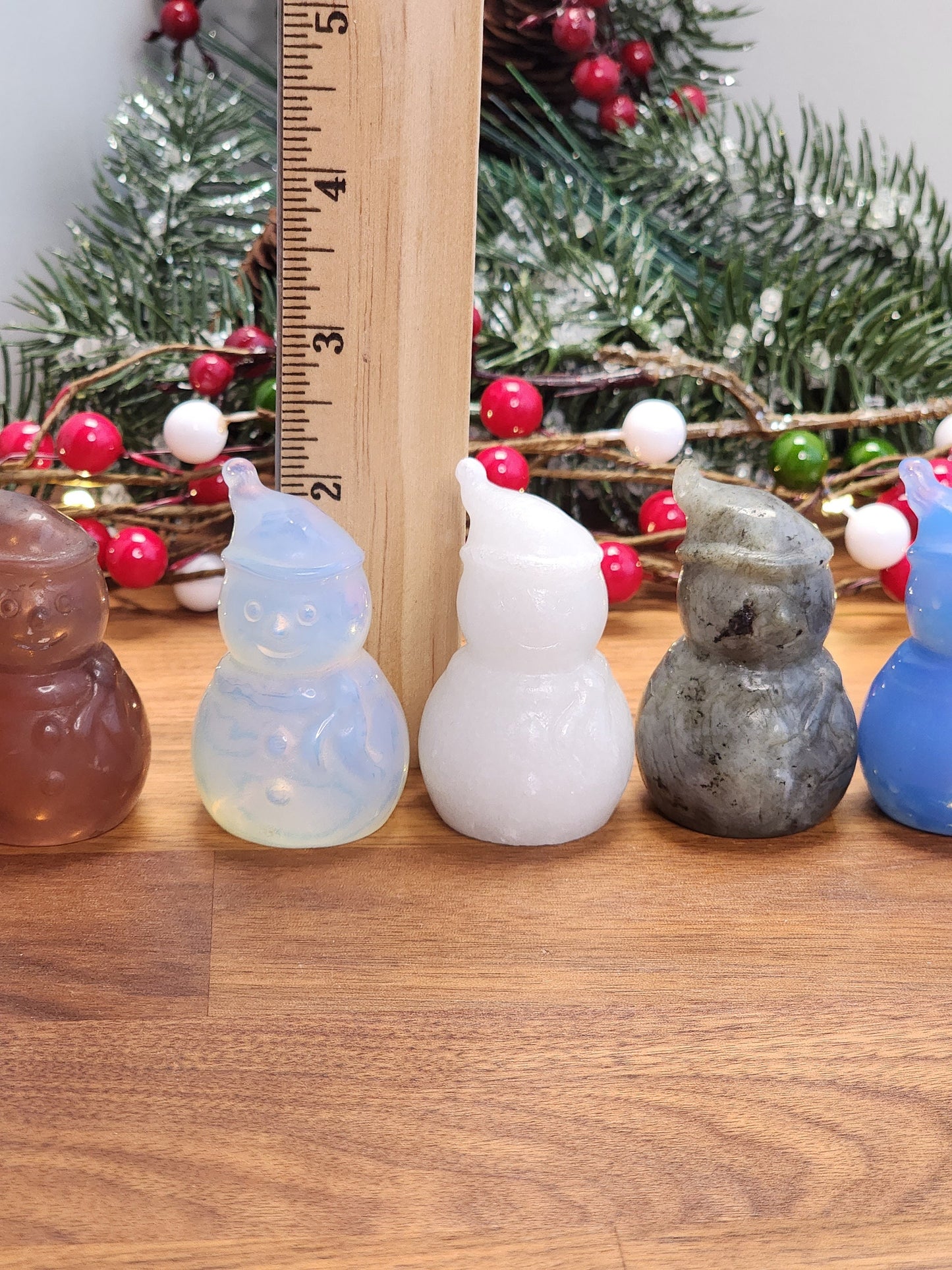 Crystal Snowman | Medium | Holiday | Labradorite, Blue & White Opalite | Christmas Decor | Winter Solstice Crystals | Choose Your Material