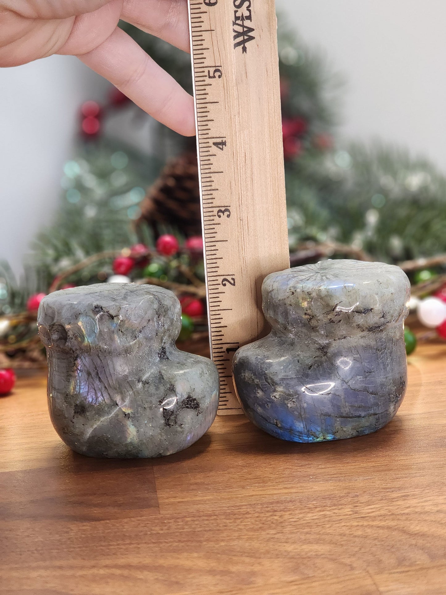 Crystal Christmas Stockings in Flashy Labradorite | Large | Santa's Boots | Big Crystal Display Items | Rainbow Holiday | Intuitively Chosen