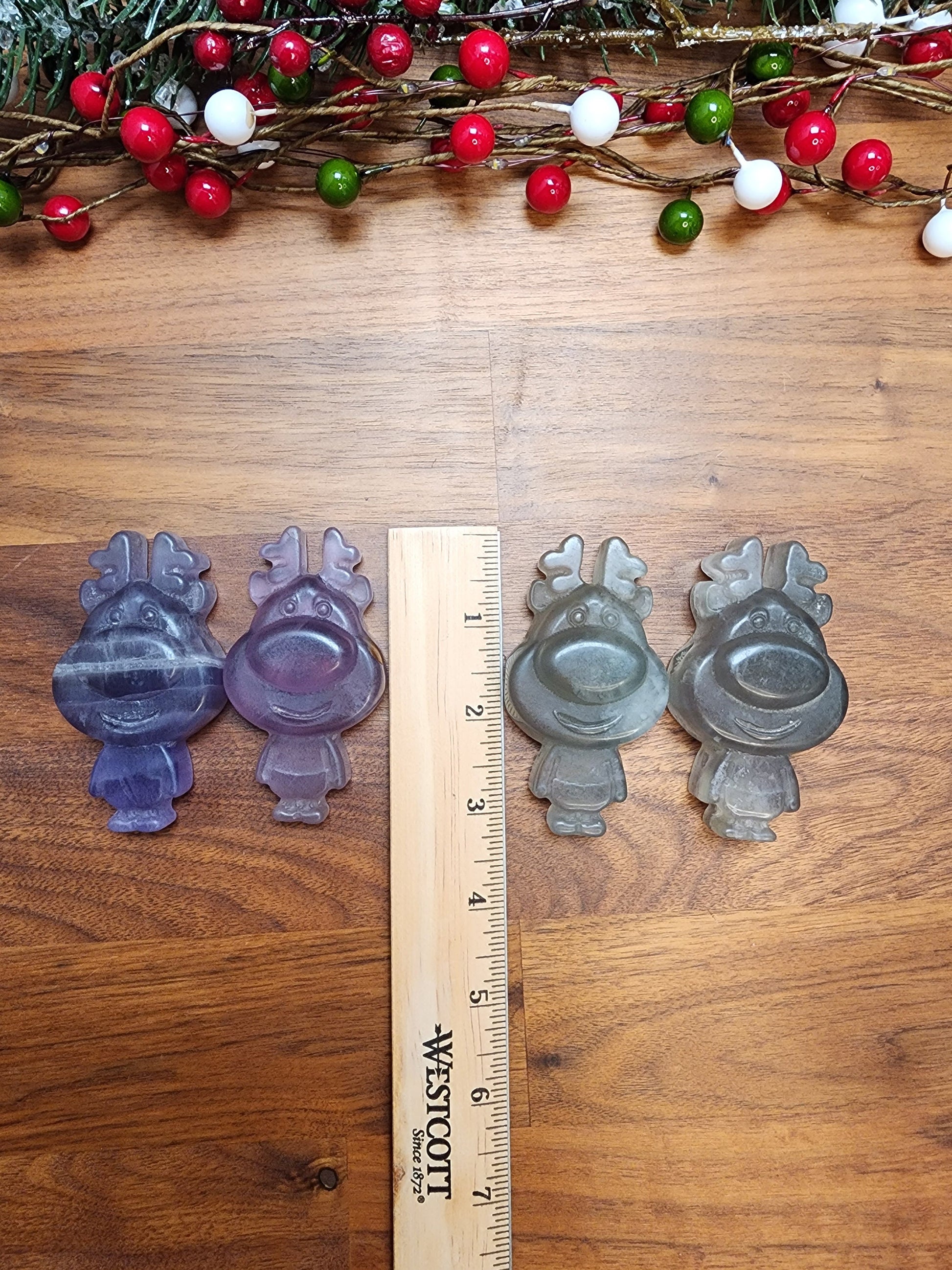 Cute Fluorite Rudolph Crystal | Purple or Green | Large Carvings | Crystals for Kids | Adorable Reindeer for Christmas | Intuitively Chosen