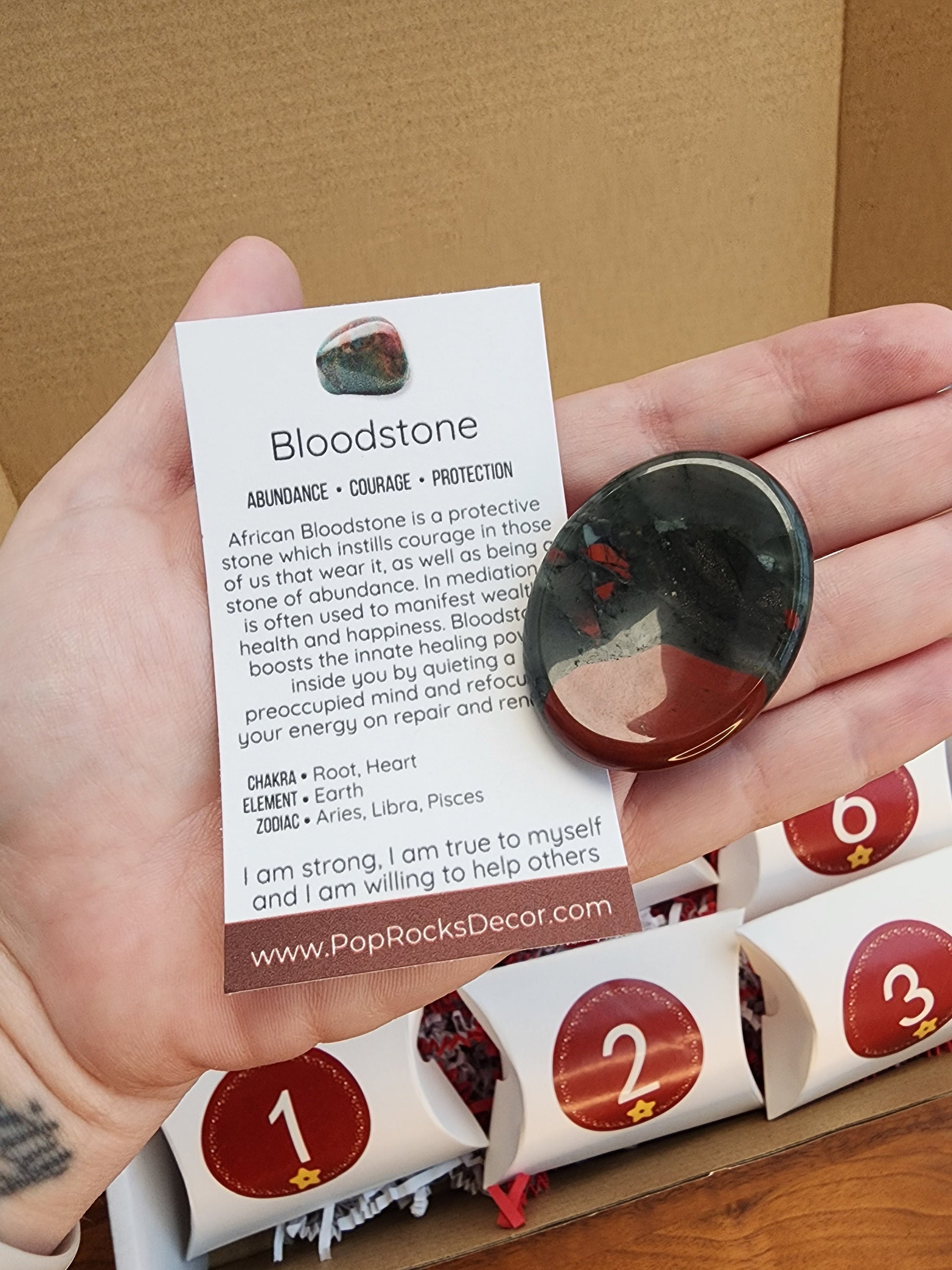 Crystal Worry Stone Advent Calendar | 12 Day Advent | Mixed Crystal Materials and Colors | Intuitively Chosen