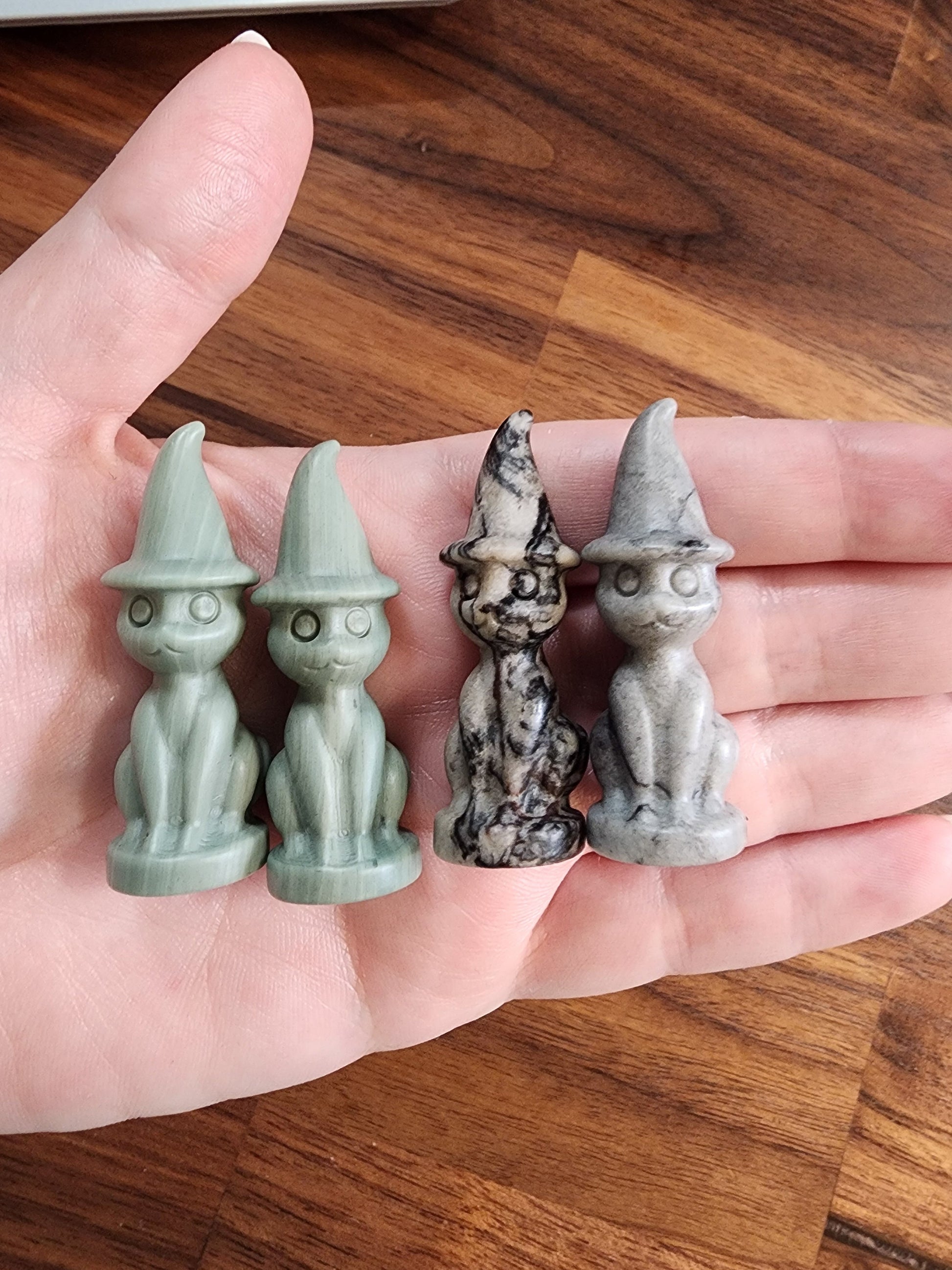 Witch Cat Mini | Crystal Cats w Witchy Hats | Firework, Larvakite, Fluorite | Spooky Season | Halloween Mini Crystals | Intuitively Chosen