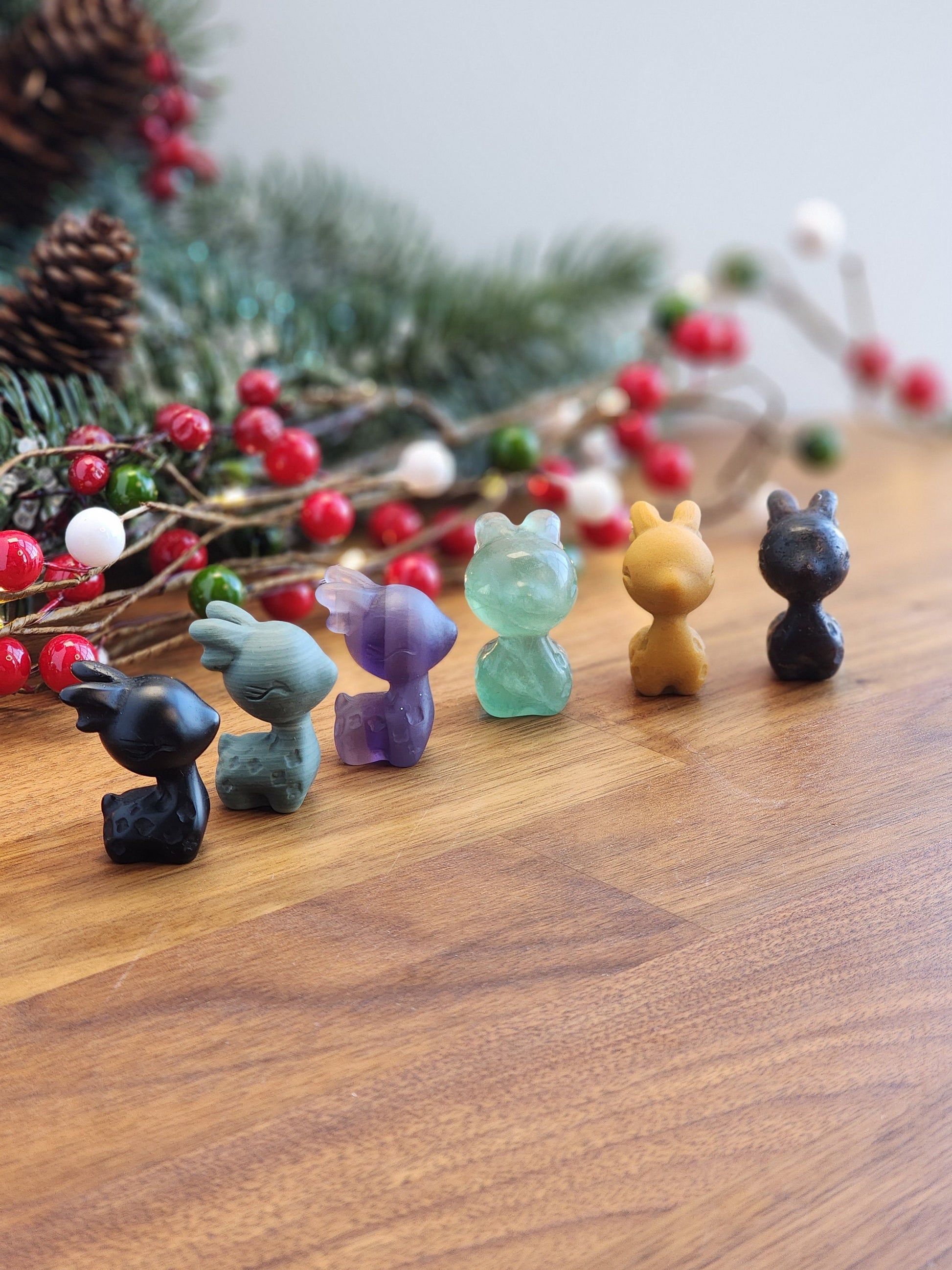 Mini Crystal Deer: Hand Carved Holiday Reindeer Decor