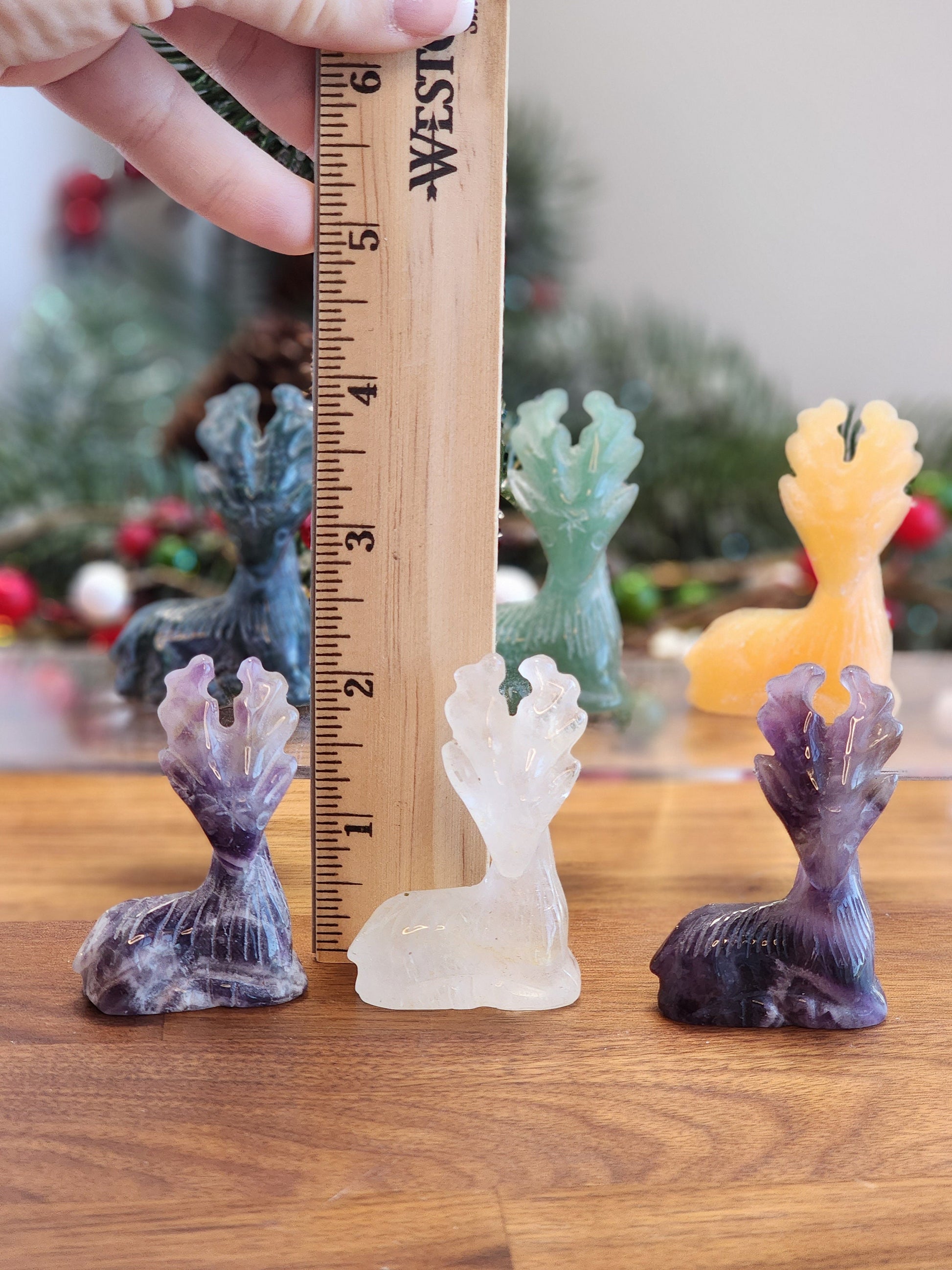 Crystal Reindeer | 2" Holiday Carvings | Christmas Crystals | Aventurine, Calcite, Amethyst & Clear Deer | Winter Stag | Intuitively Chosen