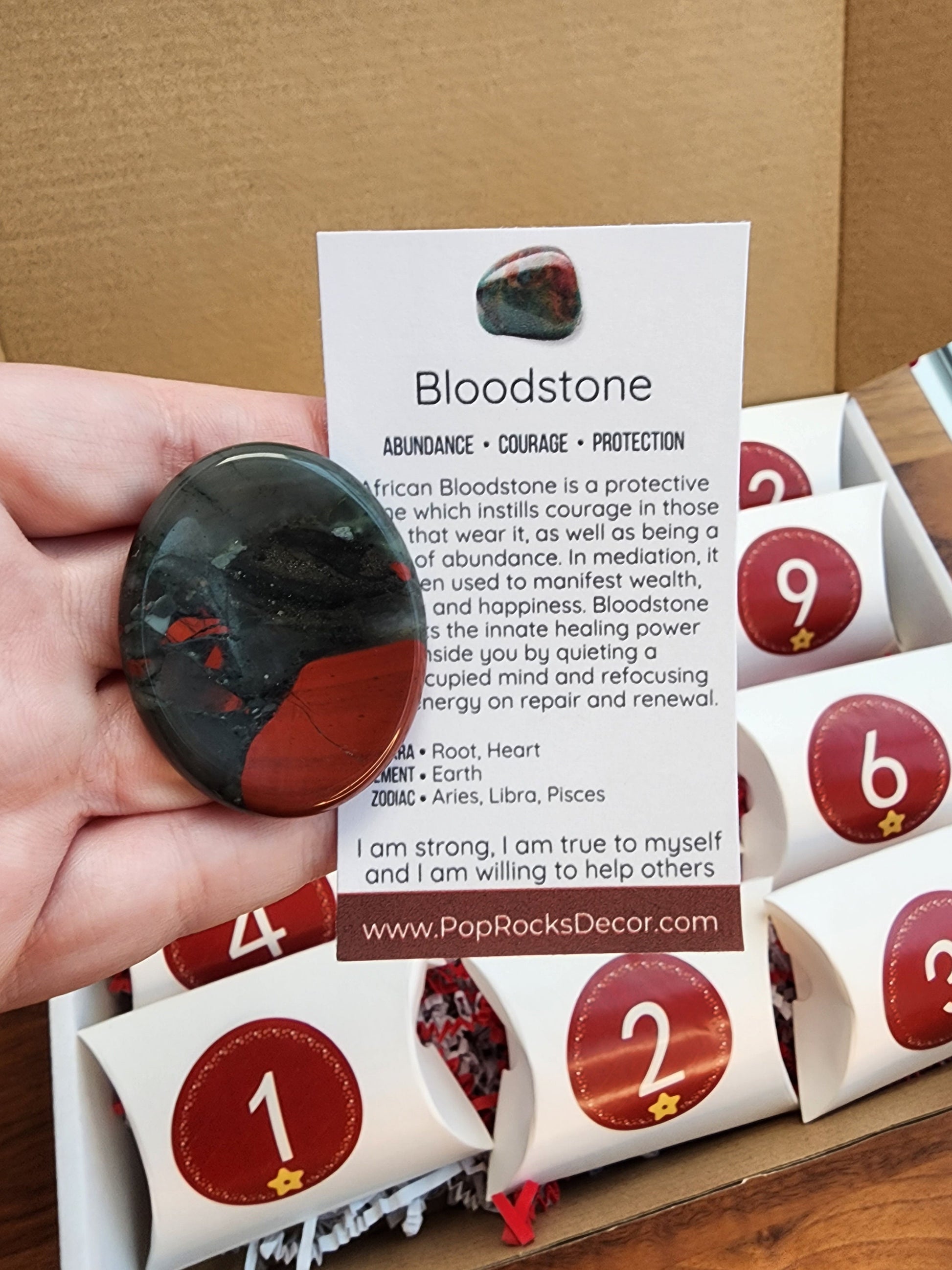 12 Day Crystal Worry Stone Advent Calendar - Mixed Natural Stones
