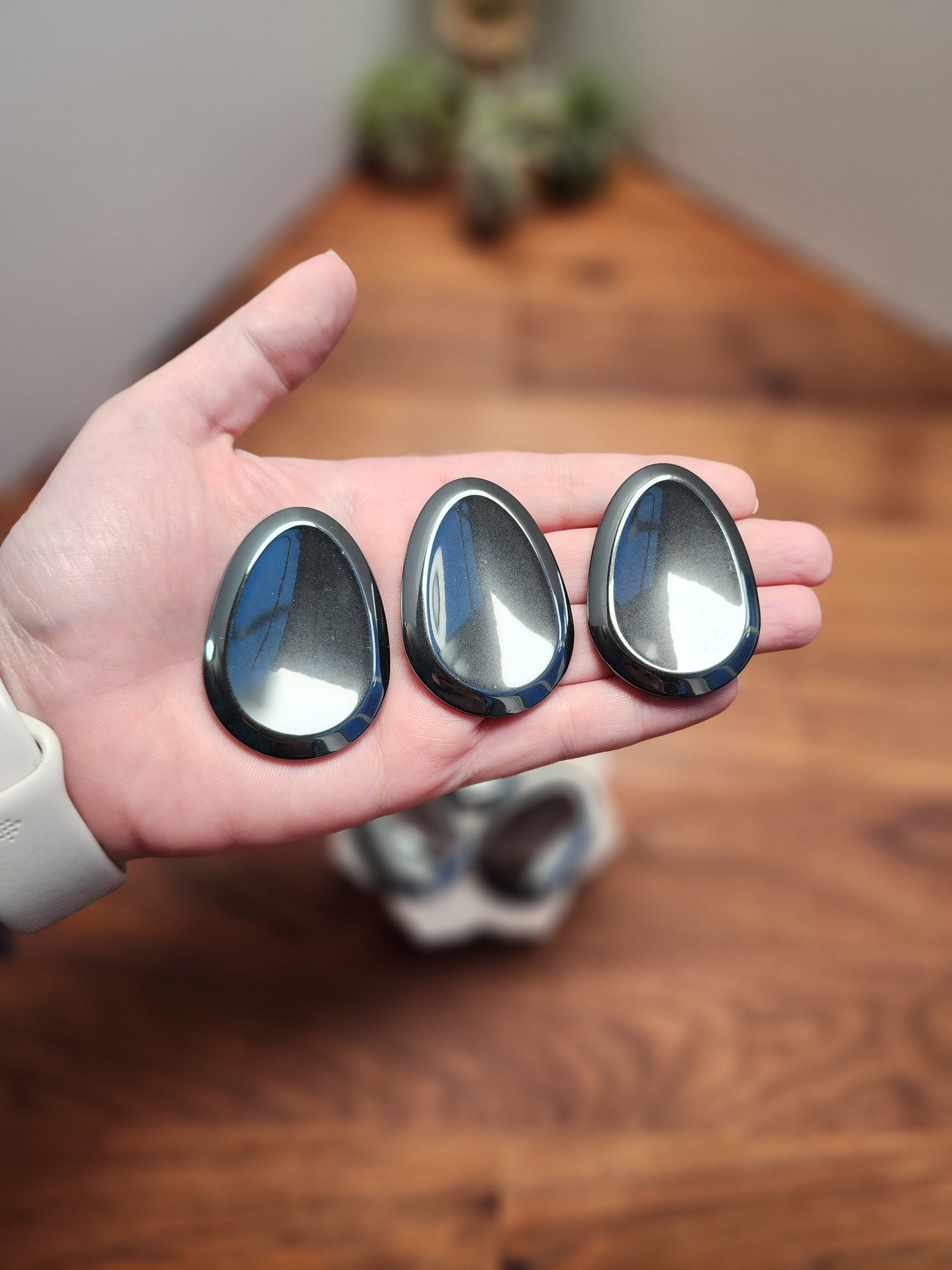 Hematite Worry Stones, Terahertz, Men's worry stone crystals for Fidget Toys or ADHD Fidgets
