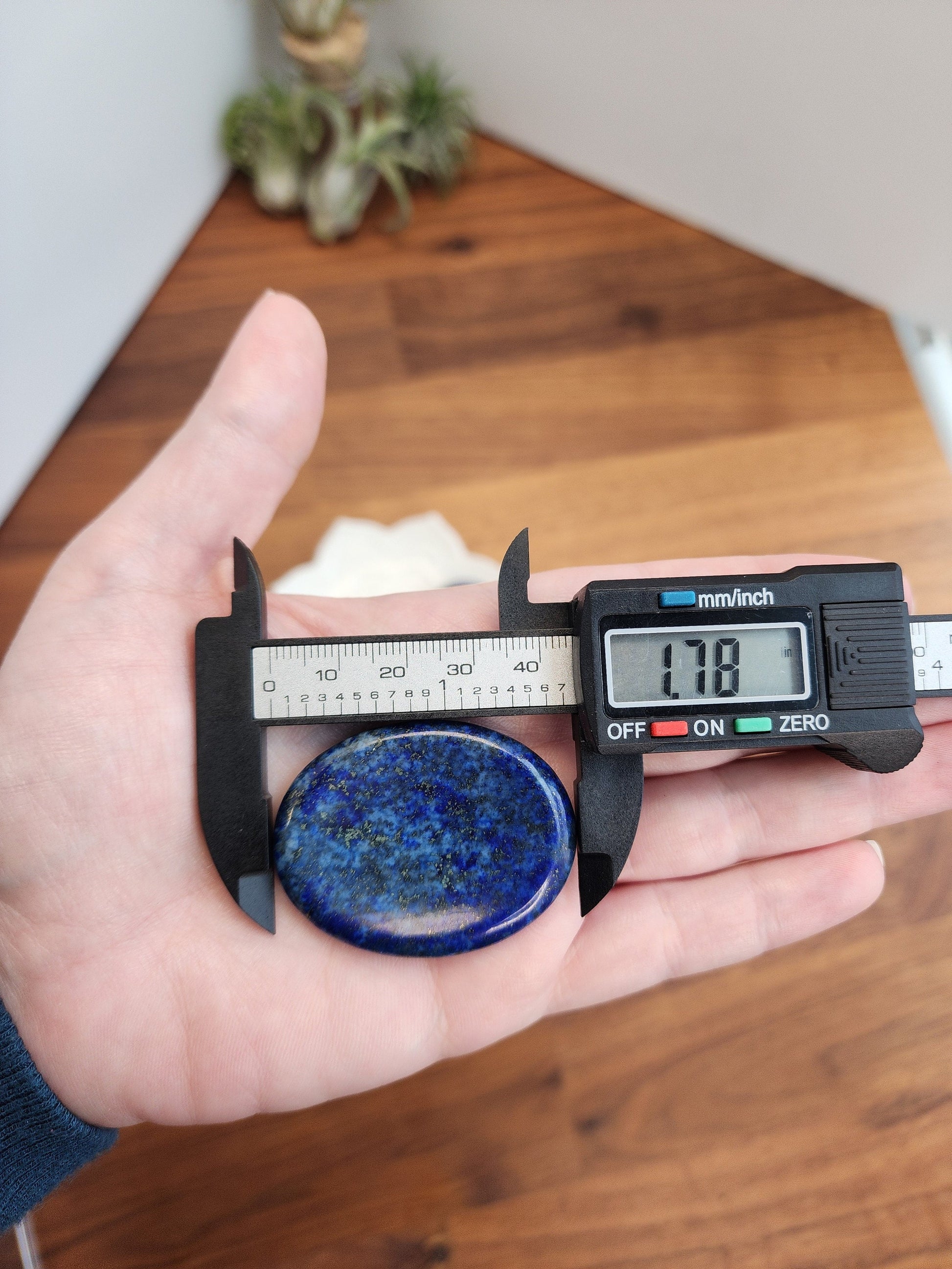Lapis Lazuli Worry Stone | 1.77" | Bright Royal Blue with Silver Hematite Inclusions | Pocket Crystals | ADHD Fidget | Intuitively Chosen