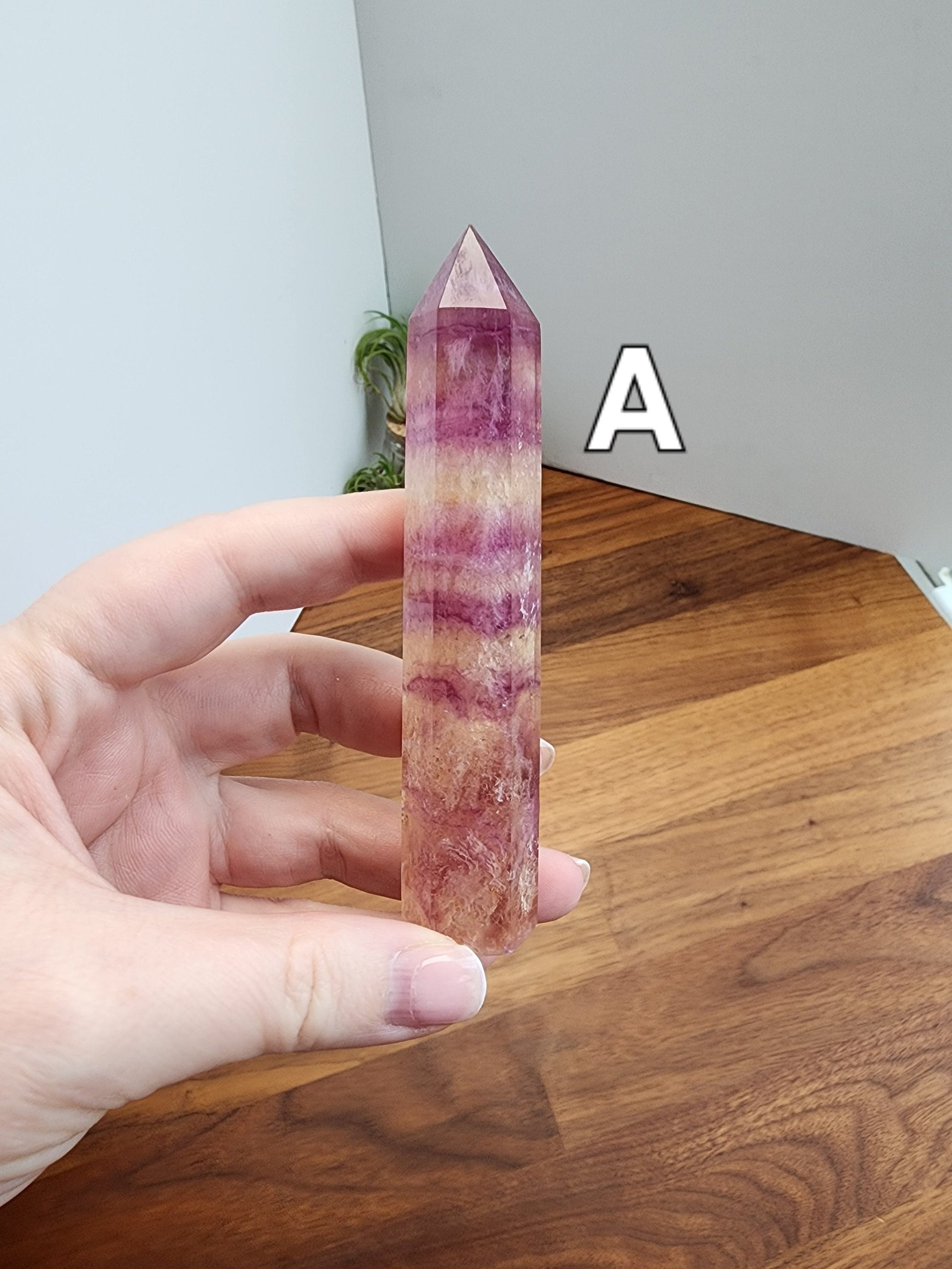 Rainbow Flourite Tower | Skinny Towers | Yellow, Purple Banded Points | Intuitively Chosen