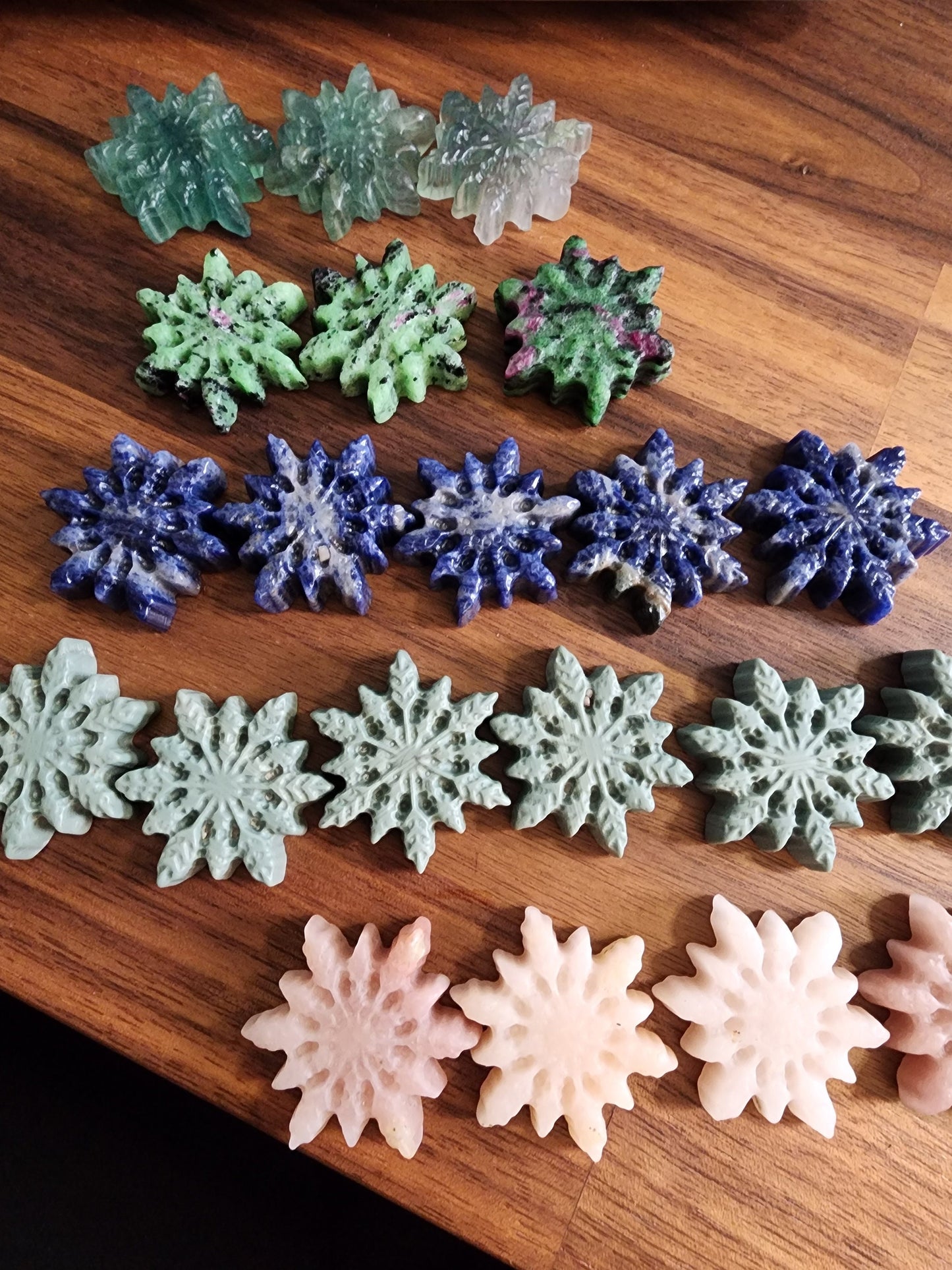 Snowflake Crystal Carvings | Holiday Gifts | Choose Your Mineral | Christmas Carvings | Opalite, Fluorite, Howlite, Lepidolite, Ruby Zoisite