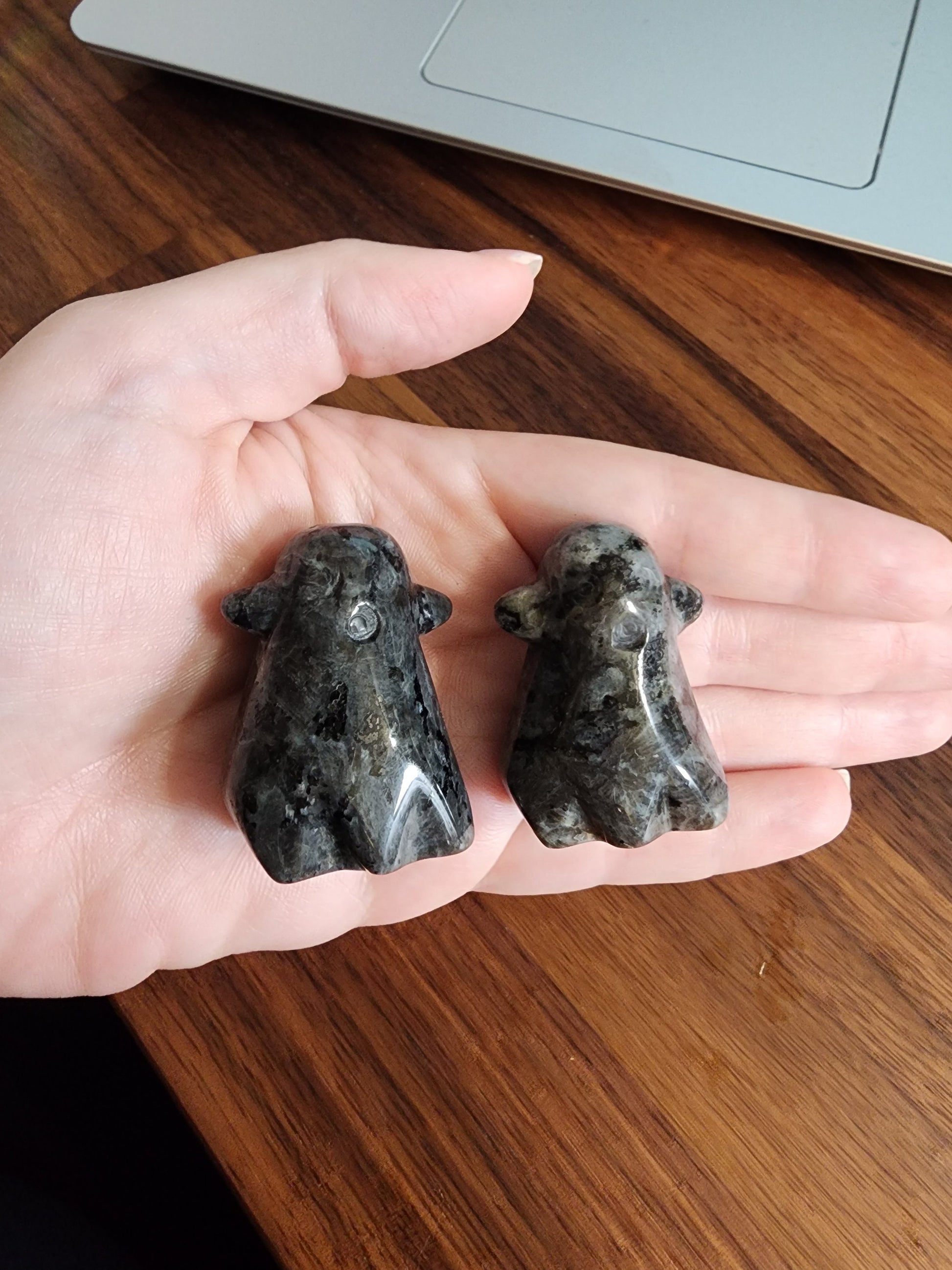 Crystal Ghost Carving: Labradorite, Calcite, Tiger Eye, Obsidian