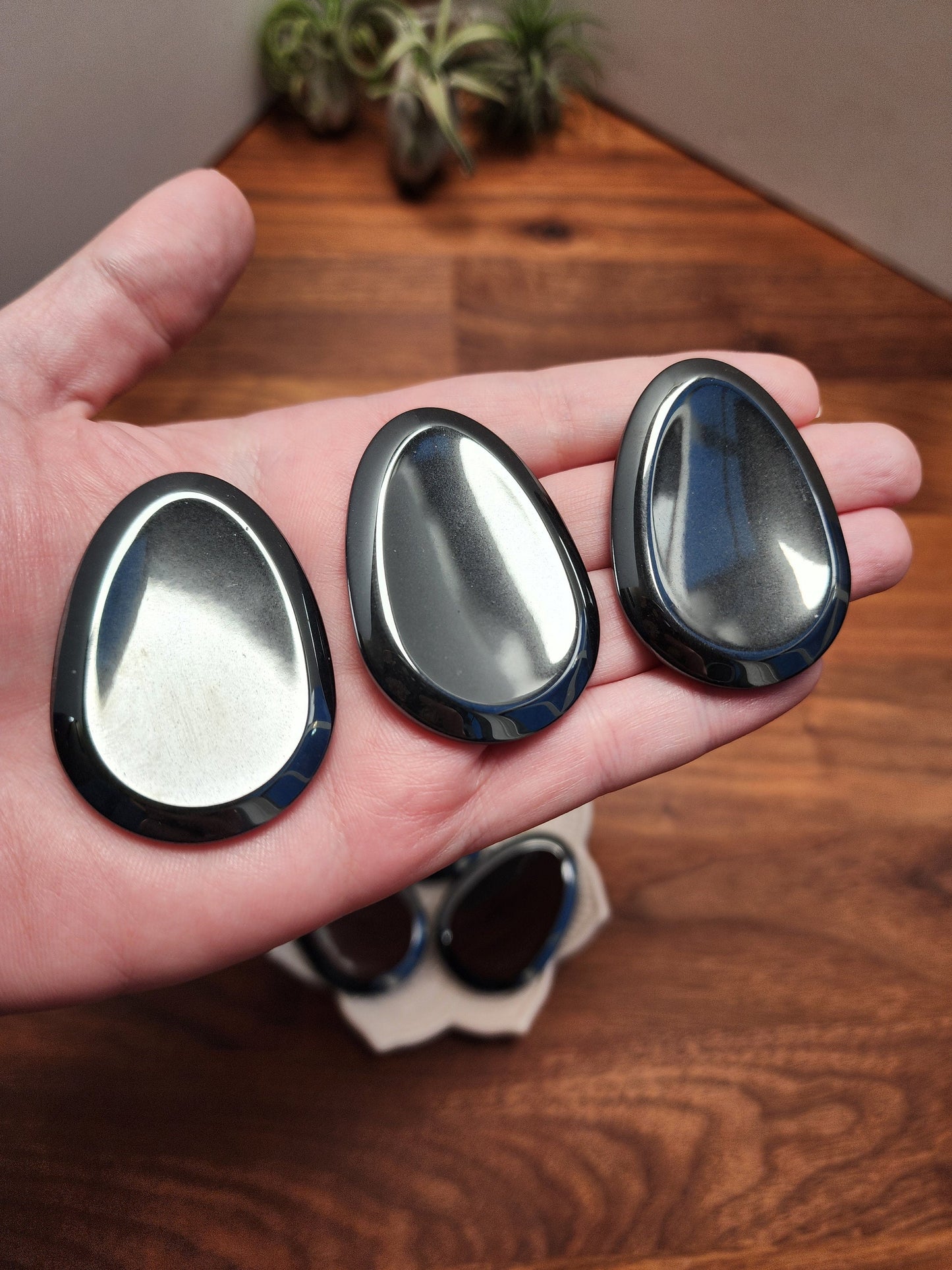 Hematite Worry Stones | 1.7" | Shiny Silver | Intuitively Chosen