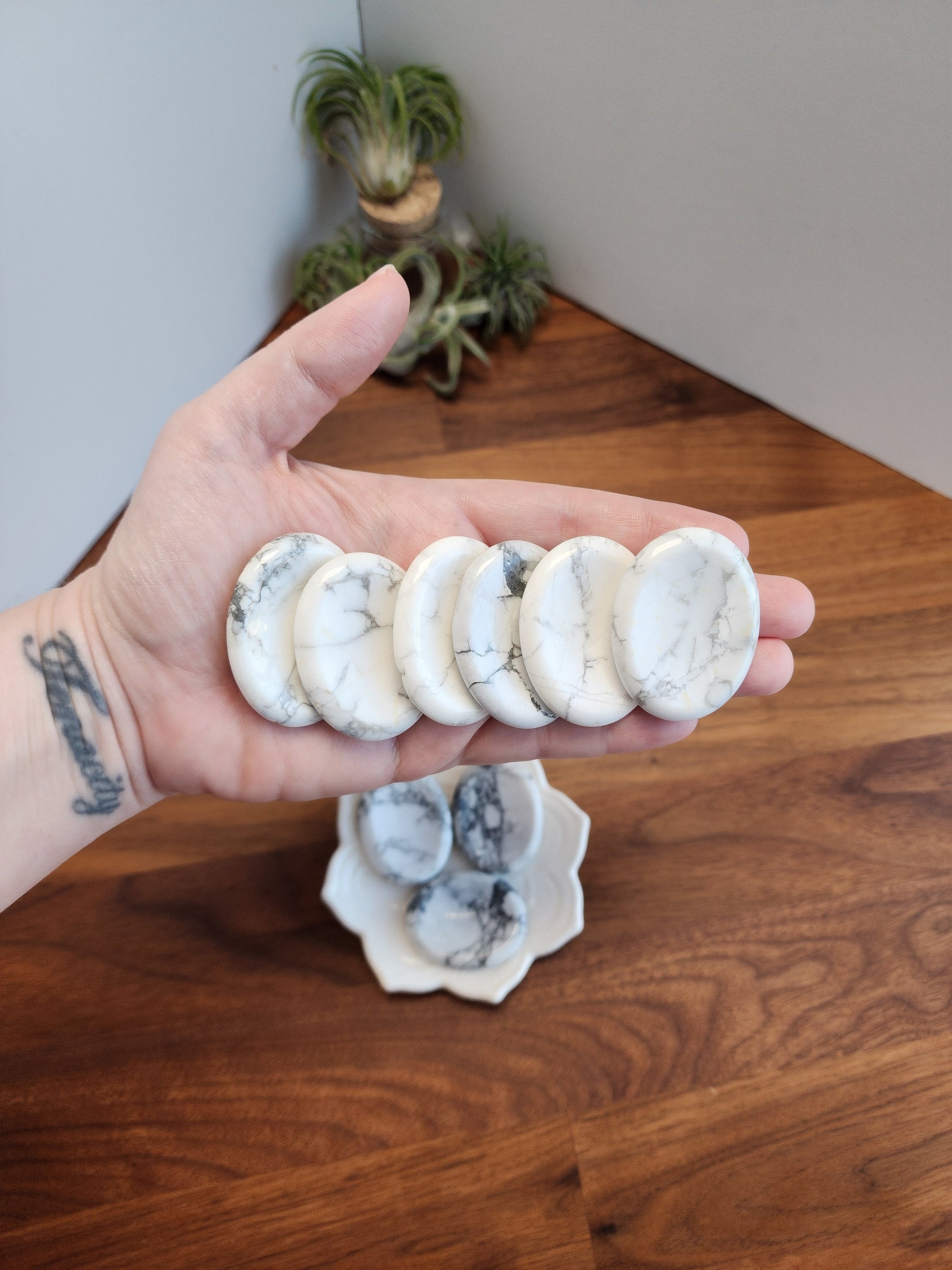 Howlite Worry Stone: Calming White Crystal (Pocket Size Fidget)
