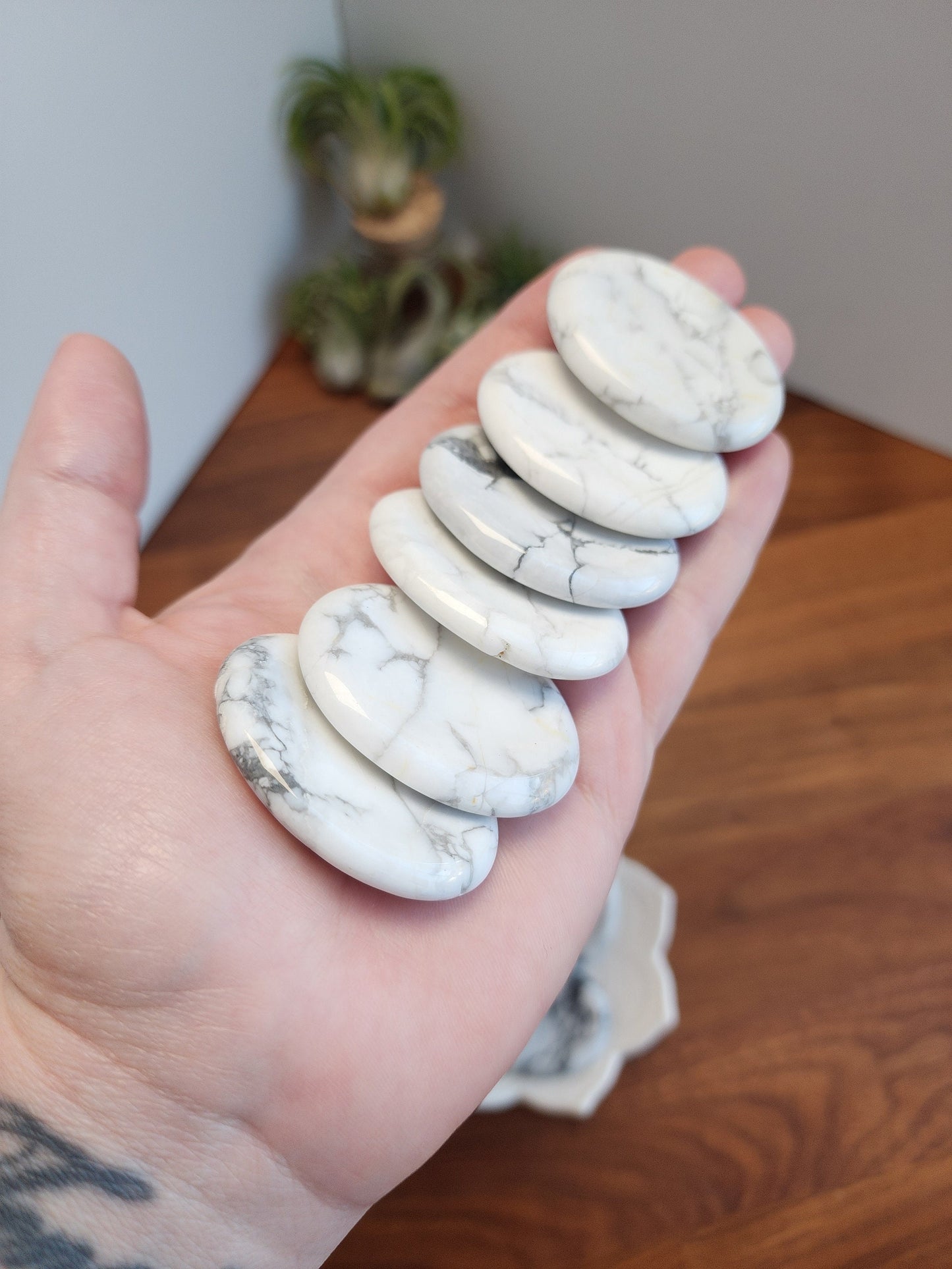 Howlite Worry Stone: Calming White Crystal (Pocket Size Fidget)