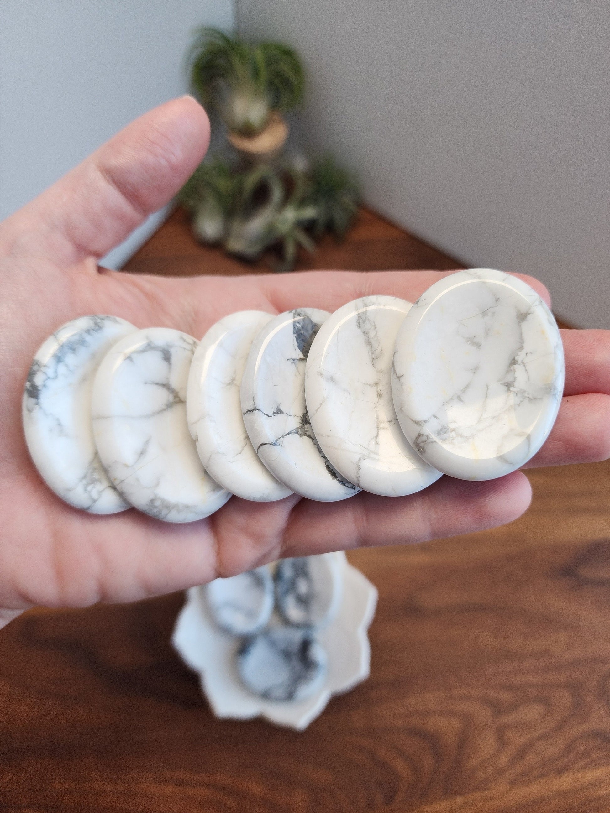 Howlite Worry Stone: Calming White Crystal (Pocket Size Fidget)