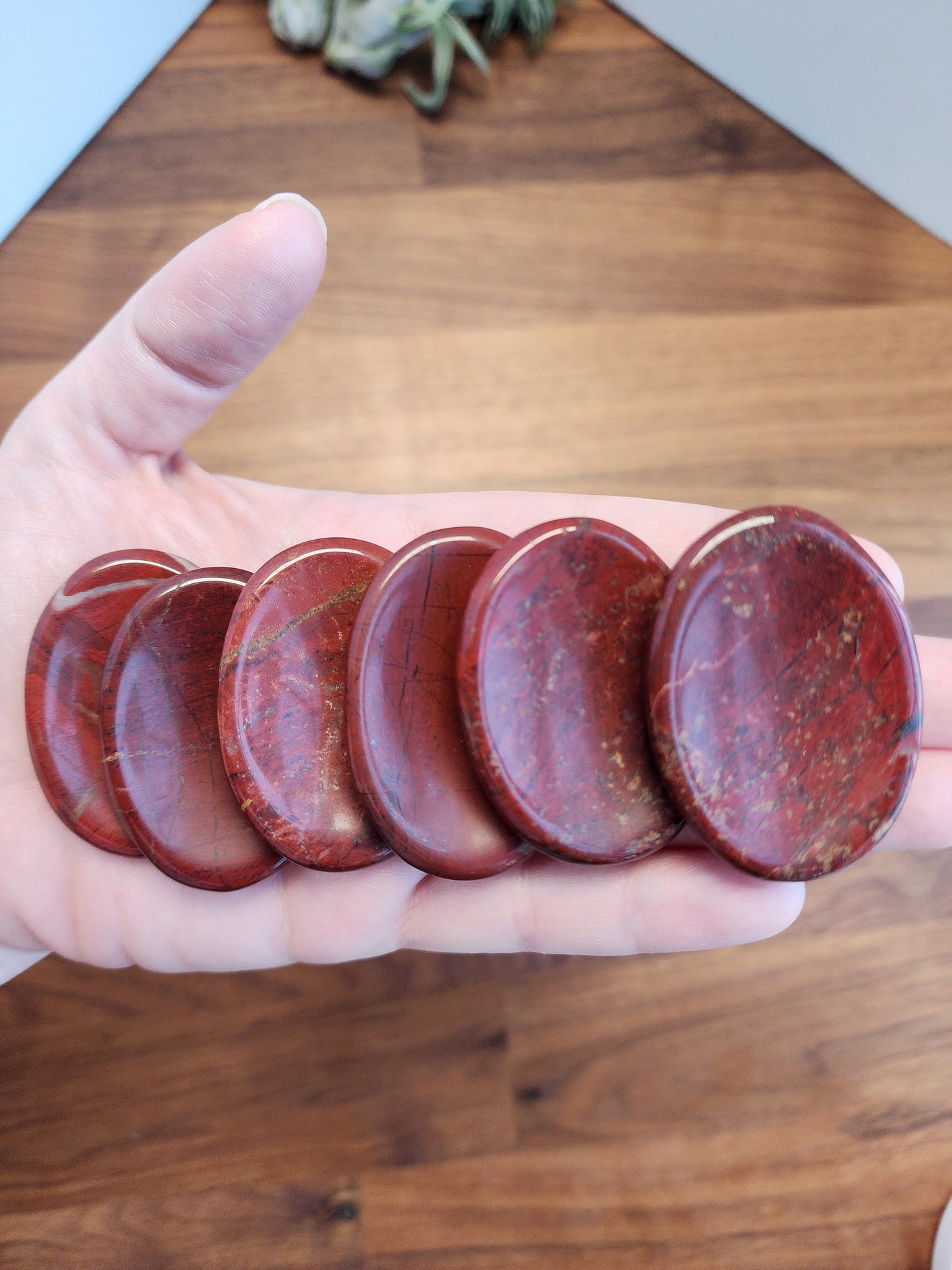 Red Sesame Jasper Worry Stone: ADHD Fidget Pocket Crystal