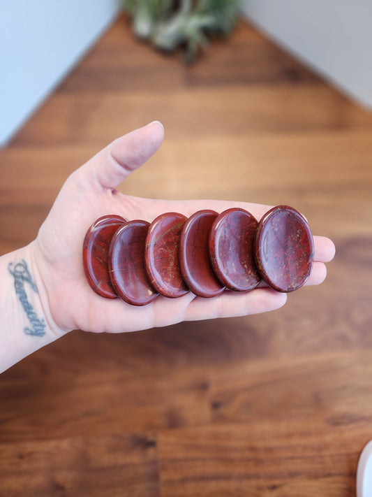 Red Sesame Jasper Worry Stone: ADHD Fidget Pocket Crystal