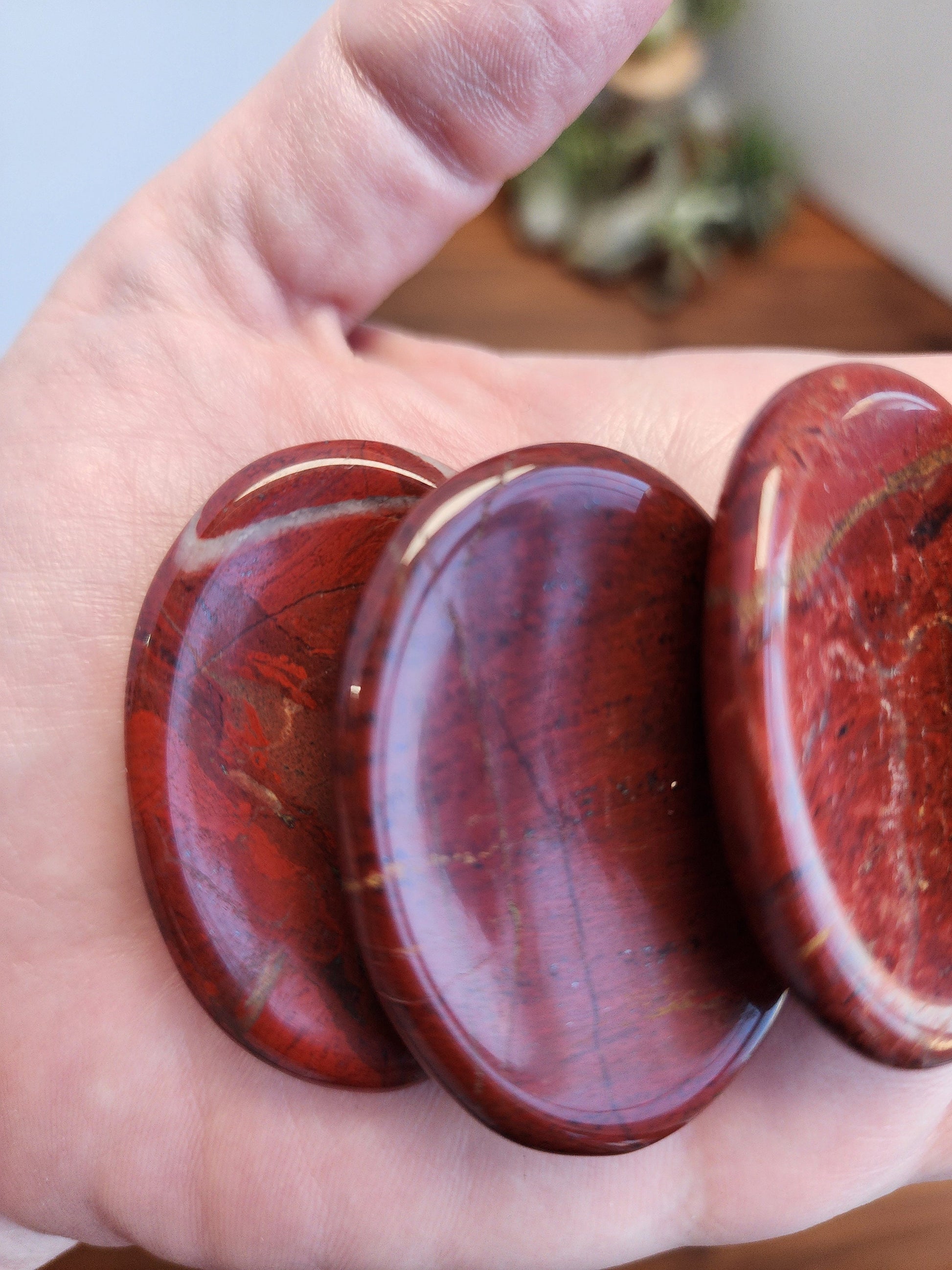 Red Sesame Jasper Worry Stone: ADHD Fidget Pocket Crystal