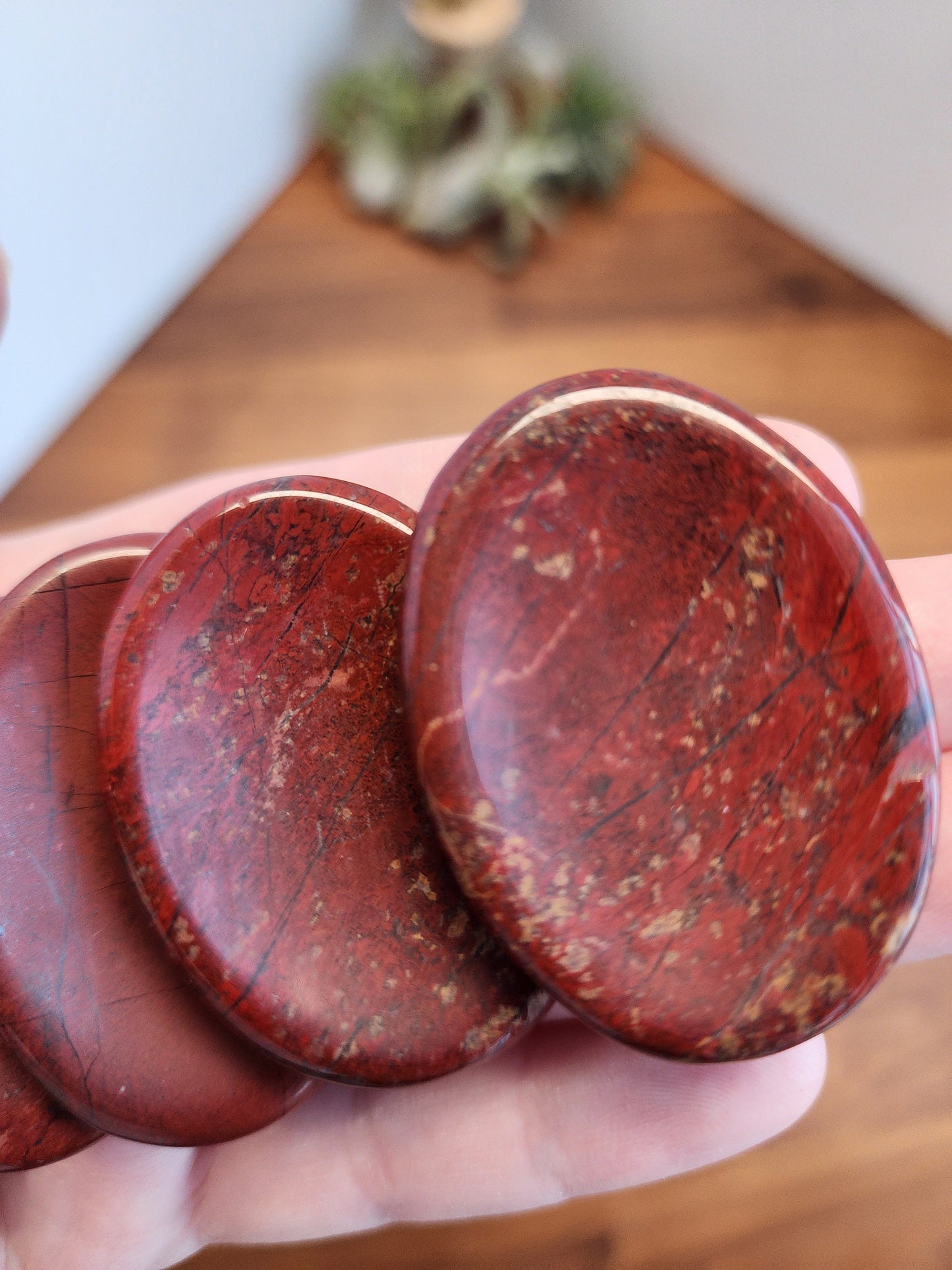 Red Sesame Jasper Worry Stone: ADHD Fidget Pocket Crystal