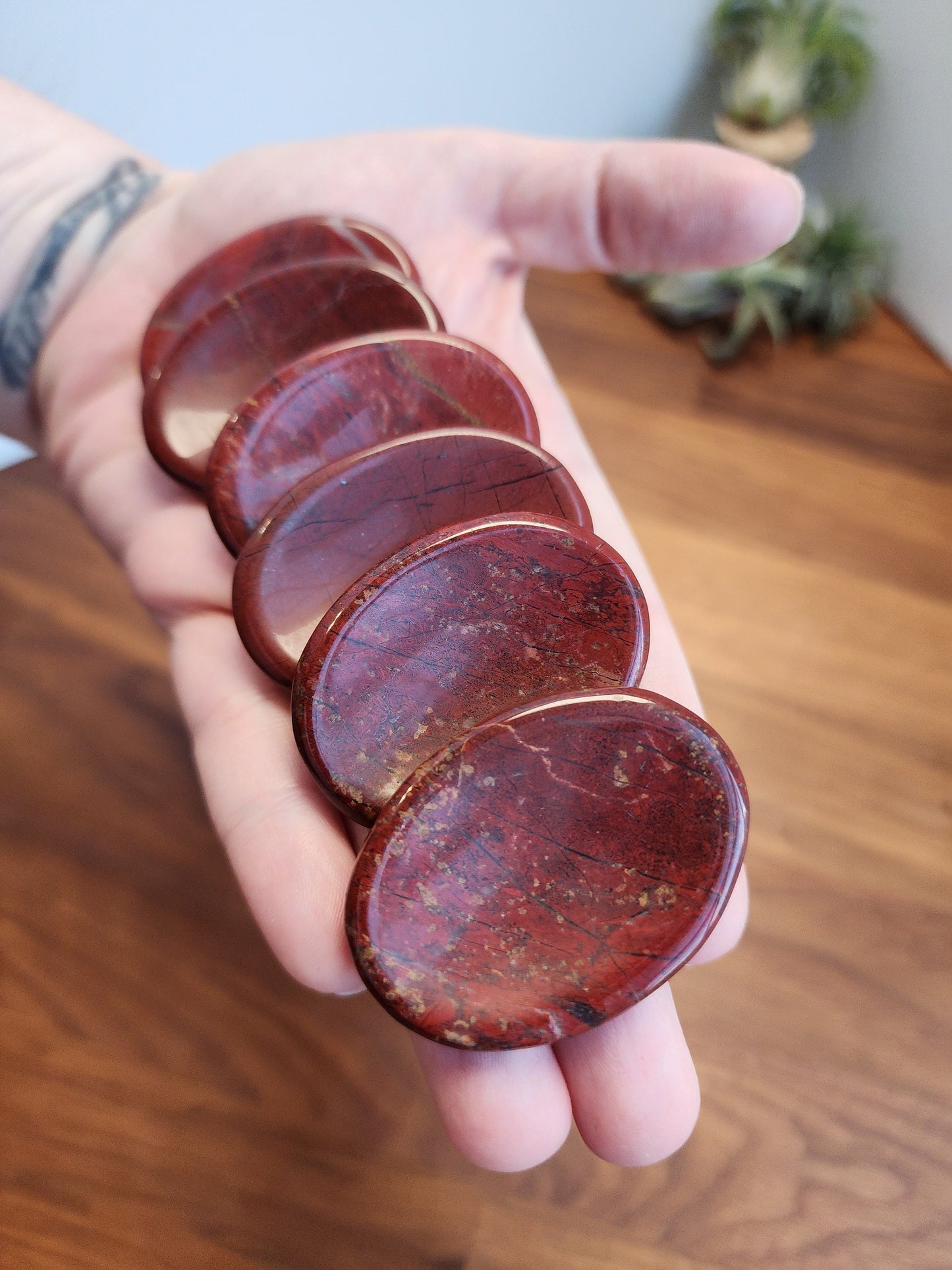 Red Sesame Jasper Worry Stone: ADHD Fidget Pocket Crystal