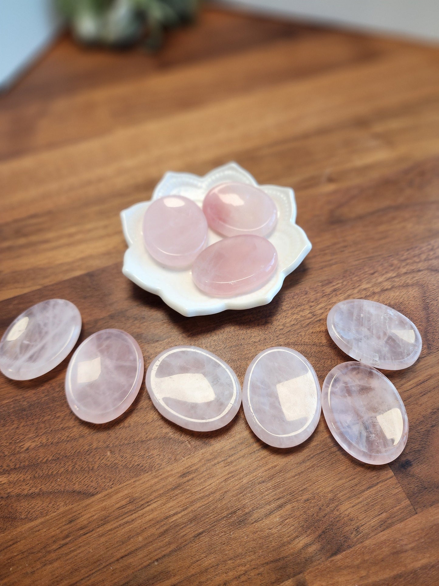 Rose Quartz Worry Stone: Pink Pocket Crystal, ADHD Fidget (1.77")