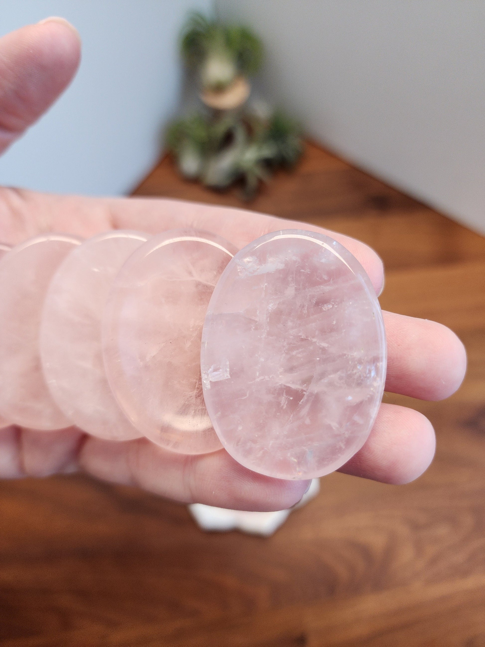 Rose Quartz Worry Stone: Pink Pocket Crystal, ADHD Fidget (1.77")