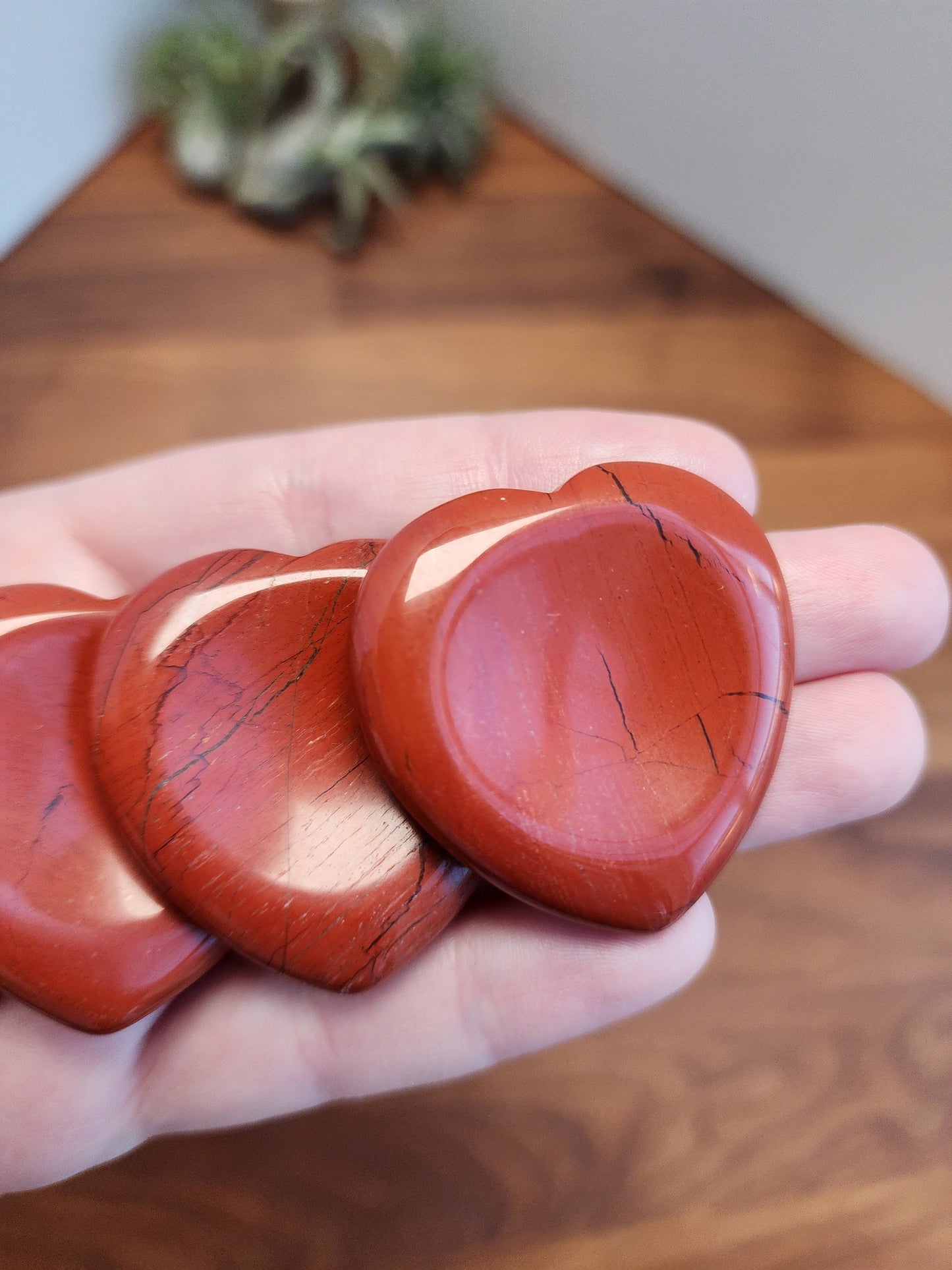 Red Jasper Heart Worry Stone: Pocket Fidget Crystal (1.56")