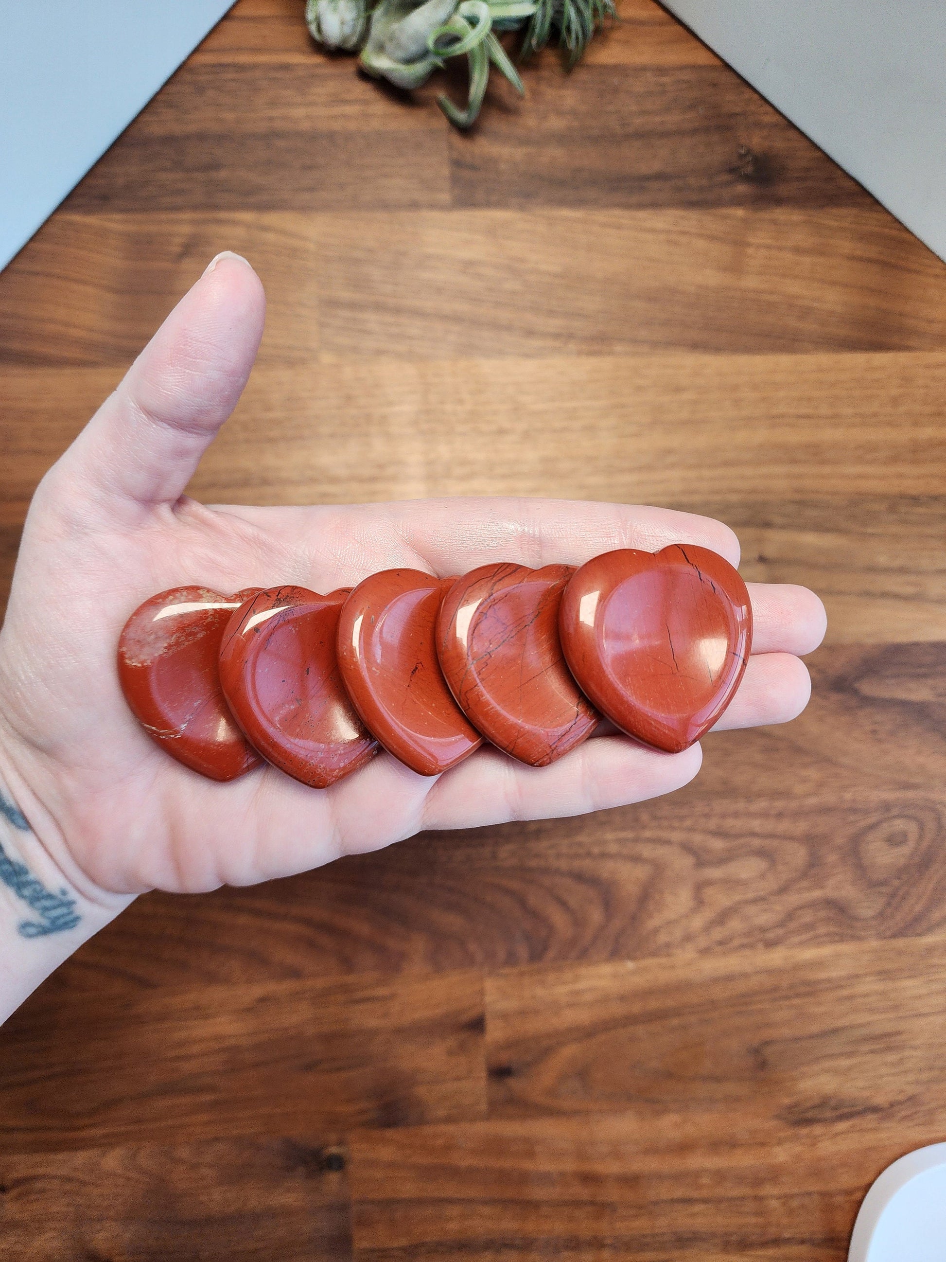 Red Jasper Heart Worry Stone: Pocket Fidget Crystal (1.56")