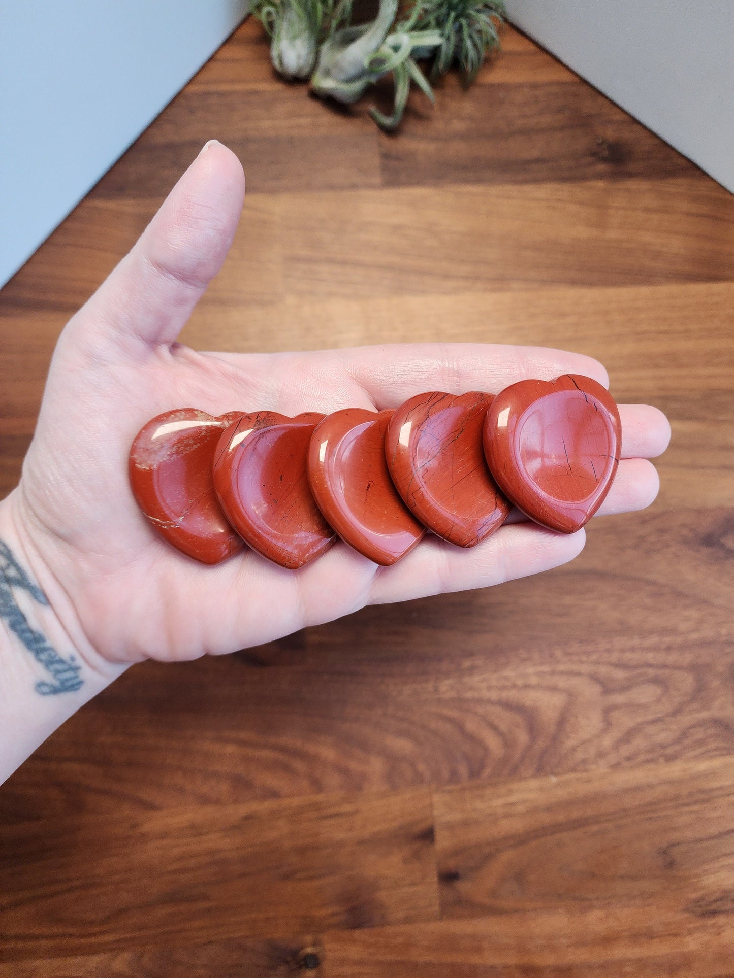 Red Jasper Heart Worry Stone: Pocket Fidget Crystal (1.56")