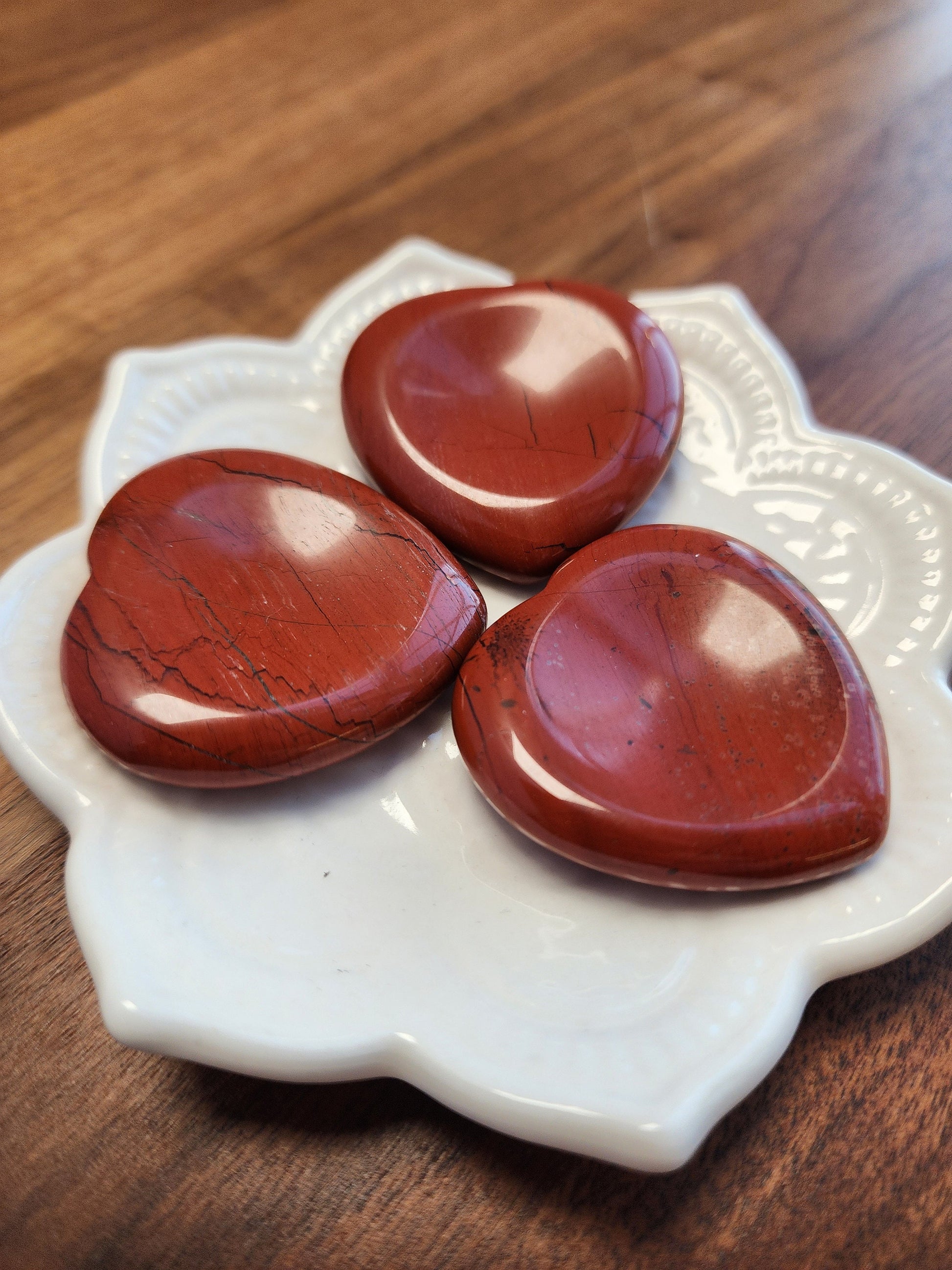 Red Jasper Heart Worry Stone: Pocket Fidget Crystal (1.56")