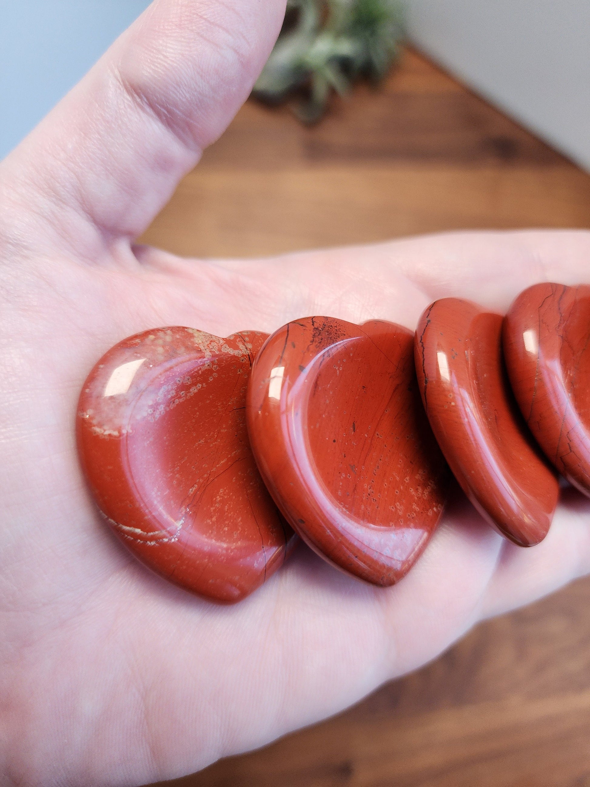 Red Jasper Heart Worry Stone: Pocket Fidget Crystal (1.56")