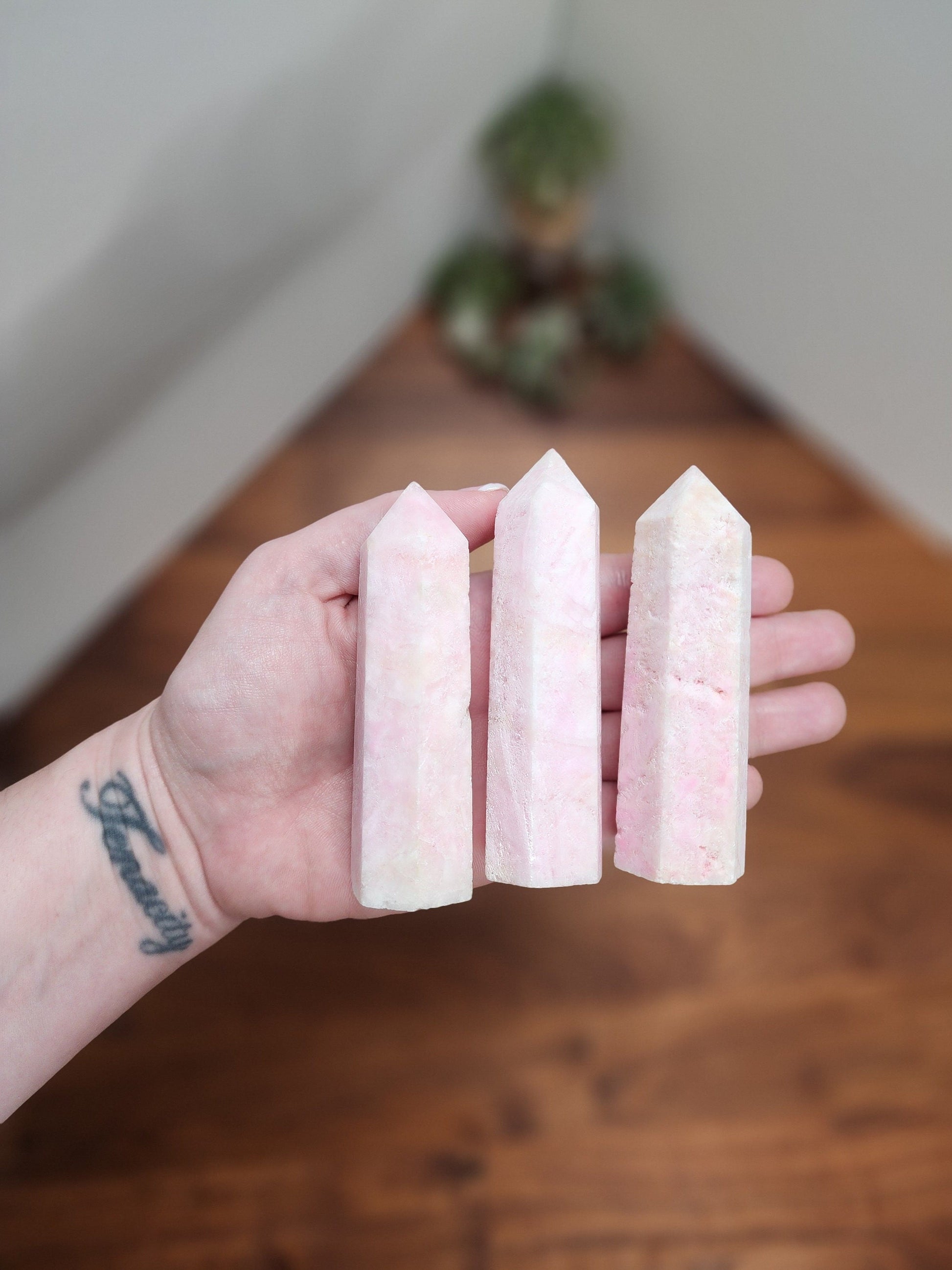 Aragonite Crystal Tower: Pink and White Stone (3.5 Inches)