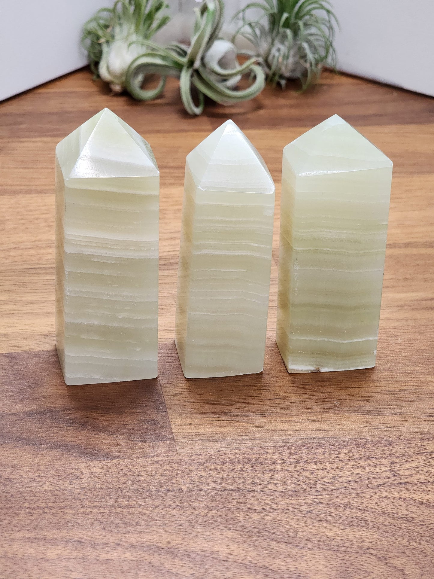 Green Onyx Tower | Banded Olive Sage Crystal | Afghan Jade Points | Light Green Onyx Banding | Intuitively Chosen