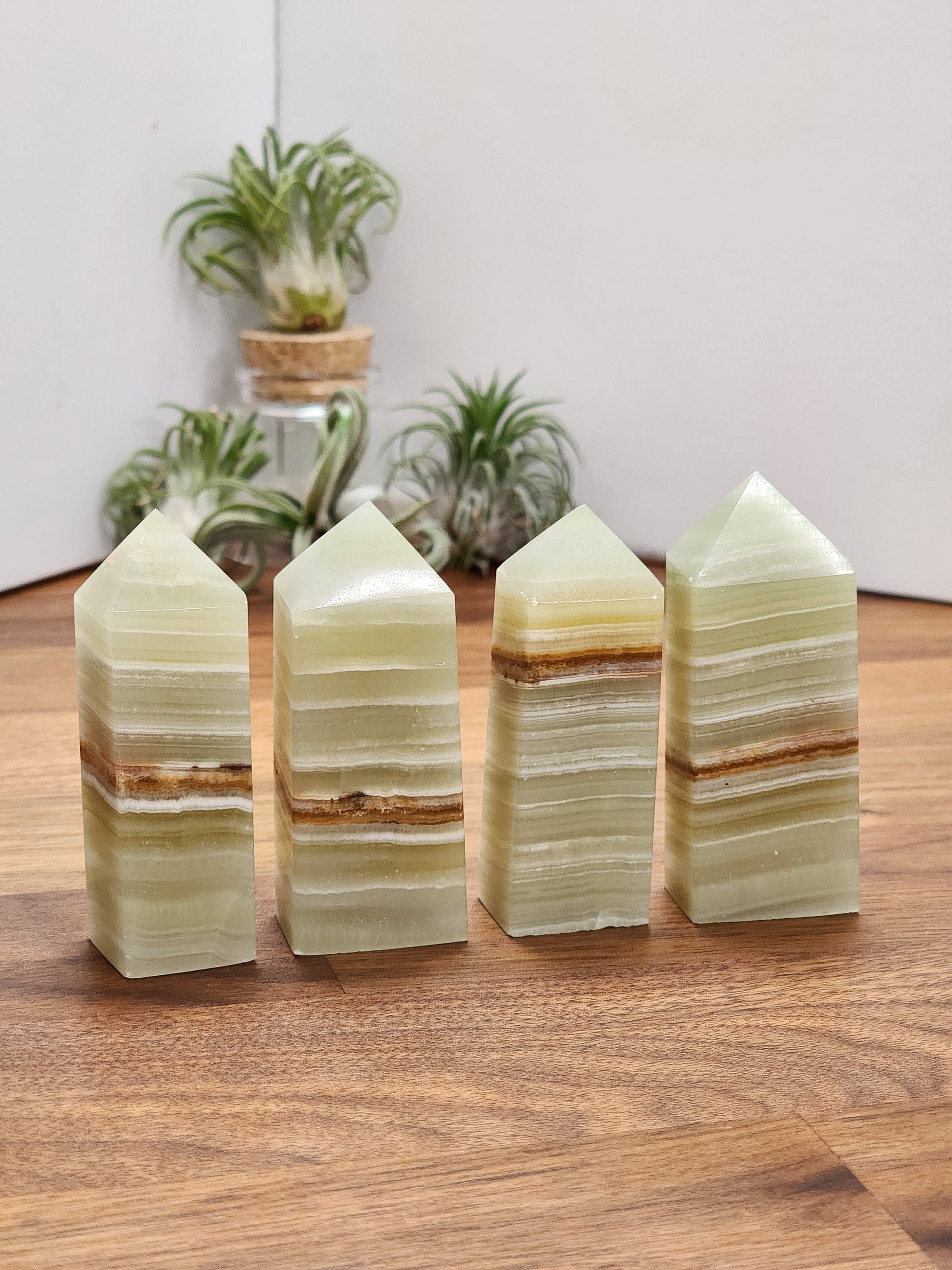 Afghan Jade Points | Brown Banded Crystal Tower | Green & Brown Banding | Light Green Onyx Banding | Intuitively Chosen