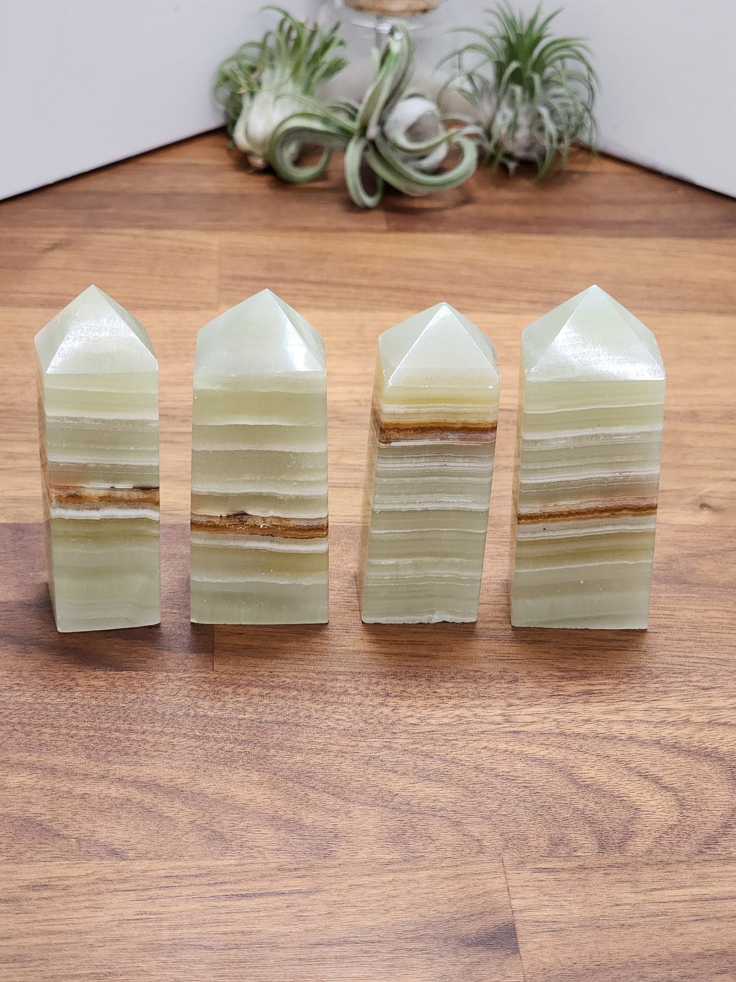 Afghan Jade Points | Brown Banded Crystal Tower | Green & Brown Banding | Light Green Onyx Banding | Intuitively Chosen