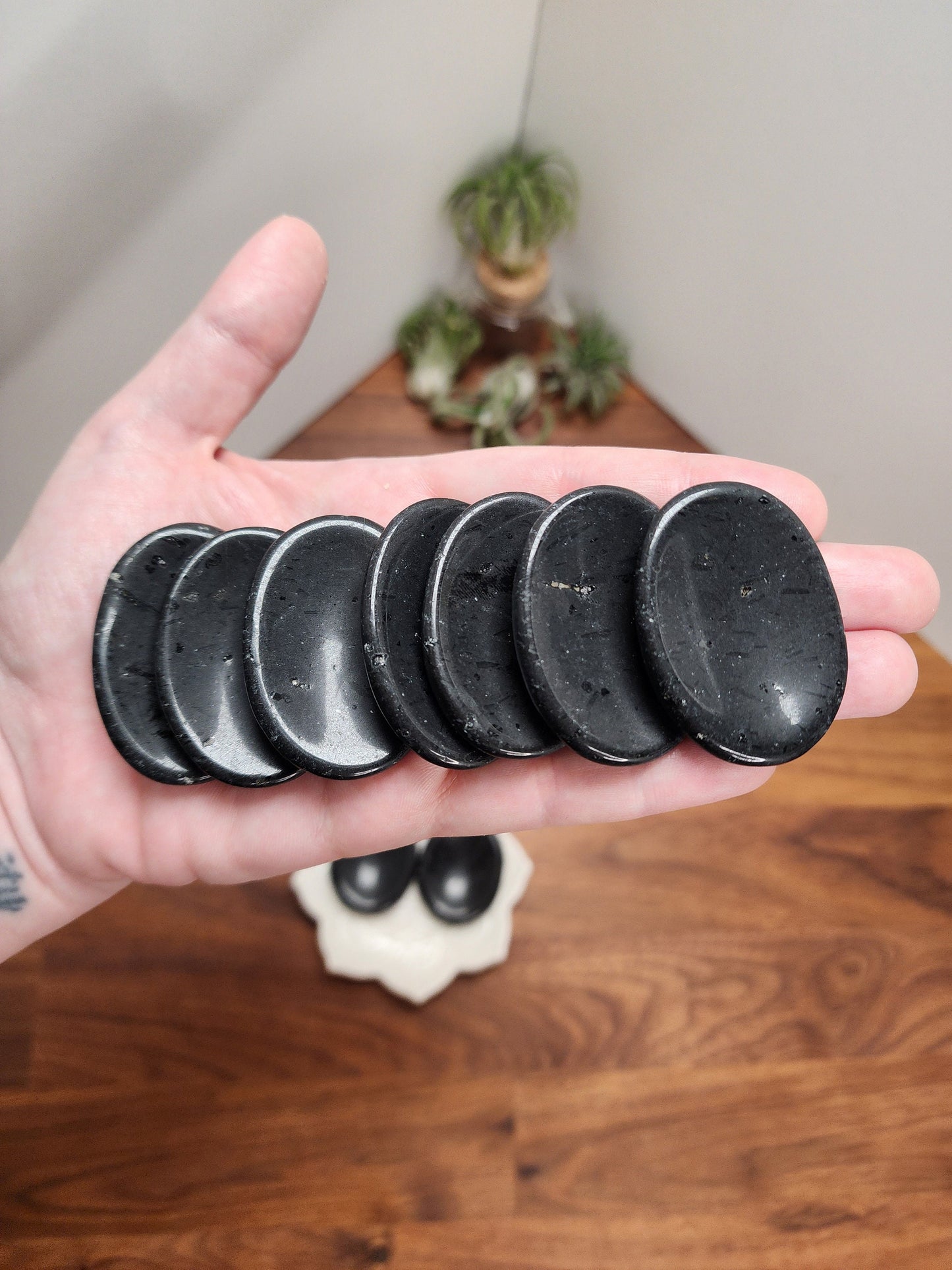 Black Tourmaline Worry Stone: Pocket Fidget Crystal for ADHD