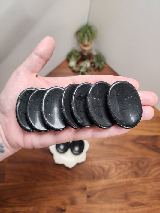 Black Tourmaline Worry Stone: Pocket Fidget Crystal for ADHD