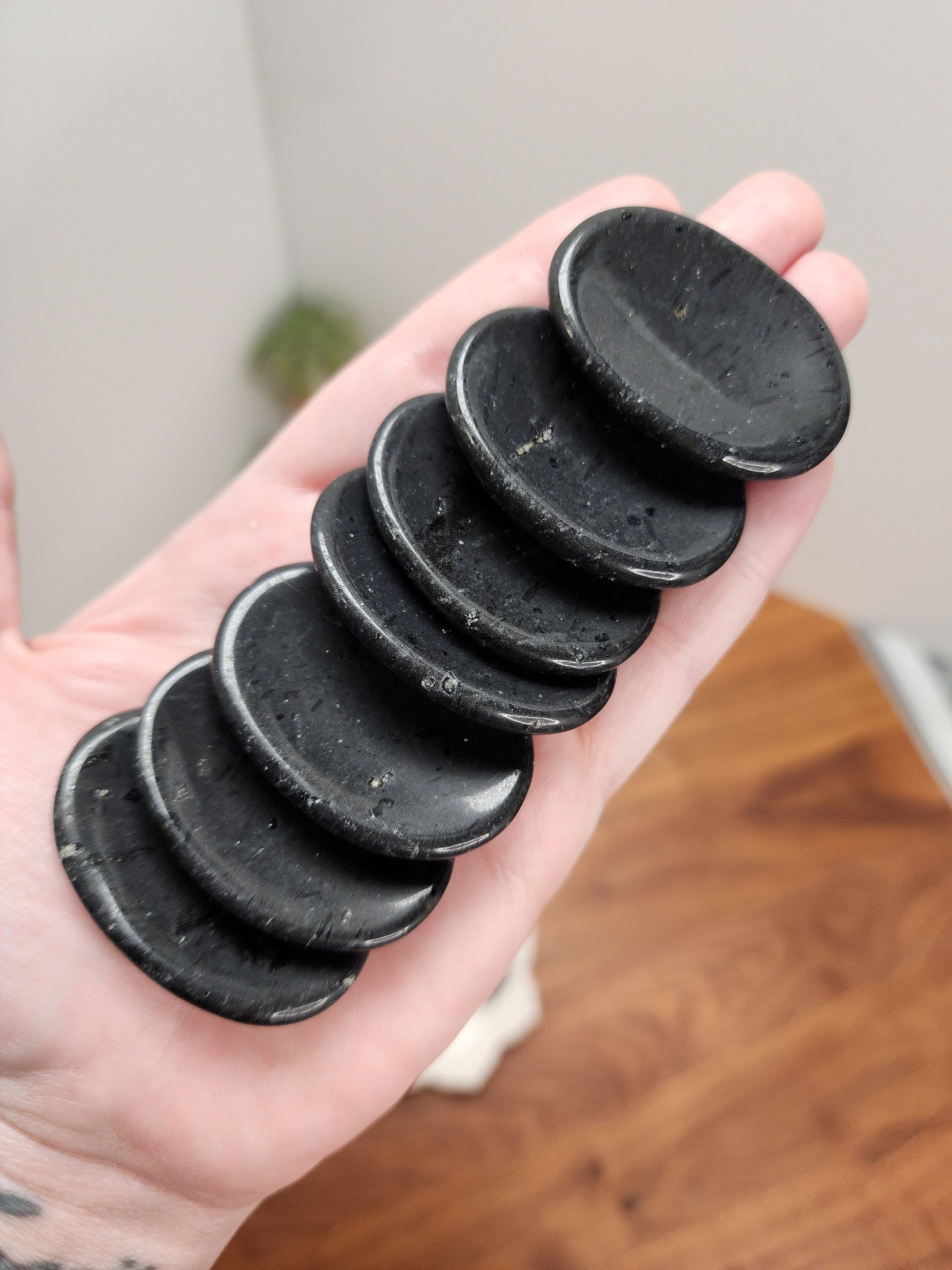 Black Tourmaline Worry Stone: Pocket Fidget Crystal for ADHD