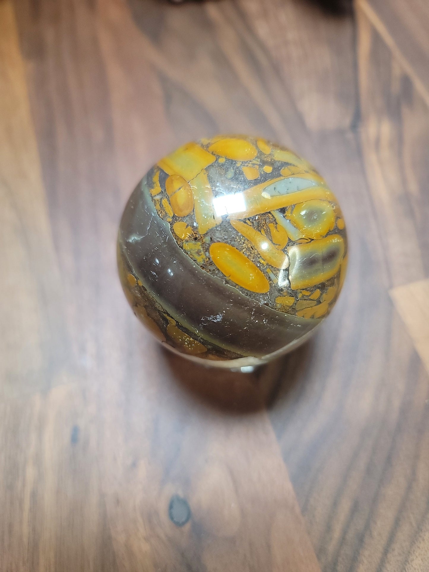 Bamboo Leaf Agate Sphere: Natural Crystal Home Decor