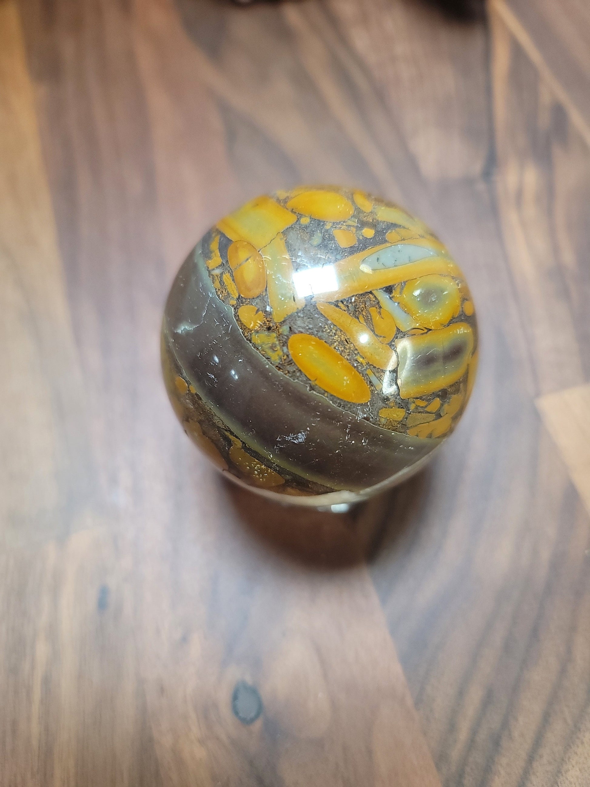Bamboo Leaf Agate Sphere: Natural Crystal Home Decor