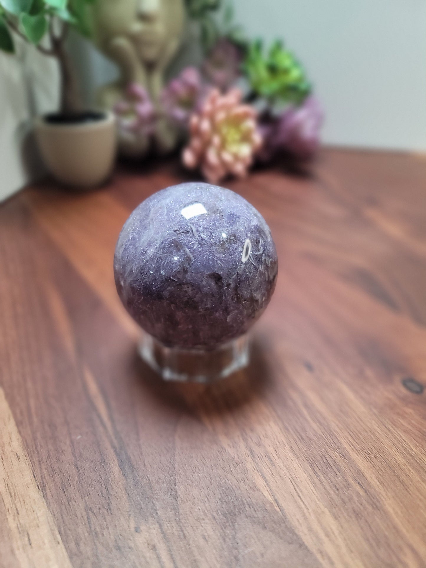 Unicorn Stone Crystal Sphere (62 MM): Purple, Pink, and White