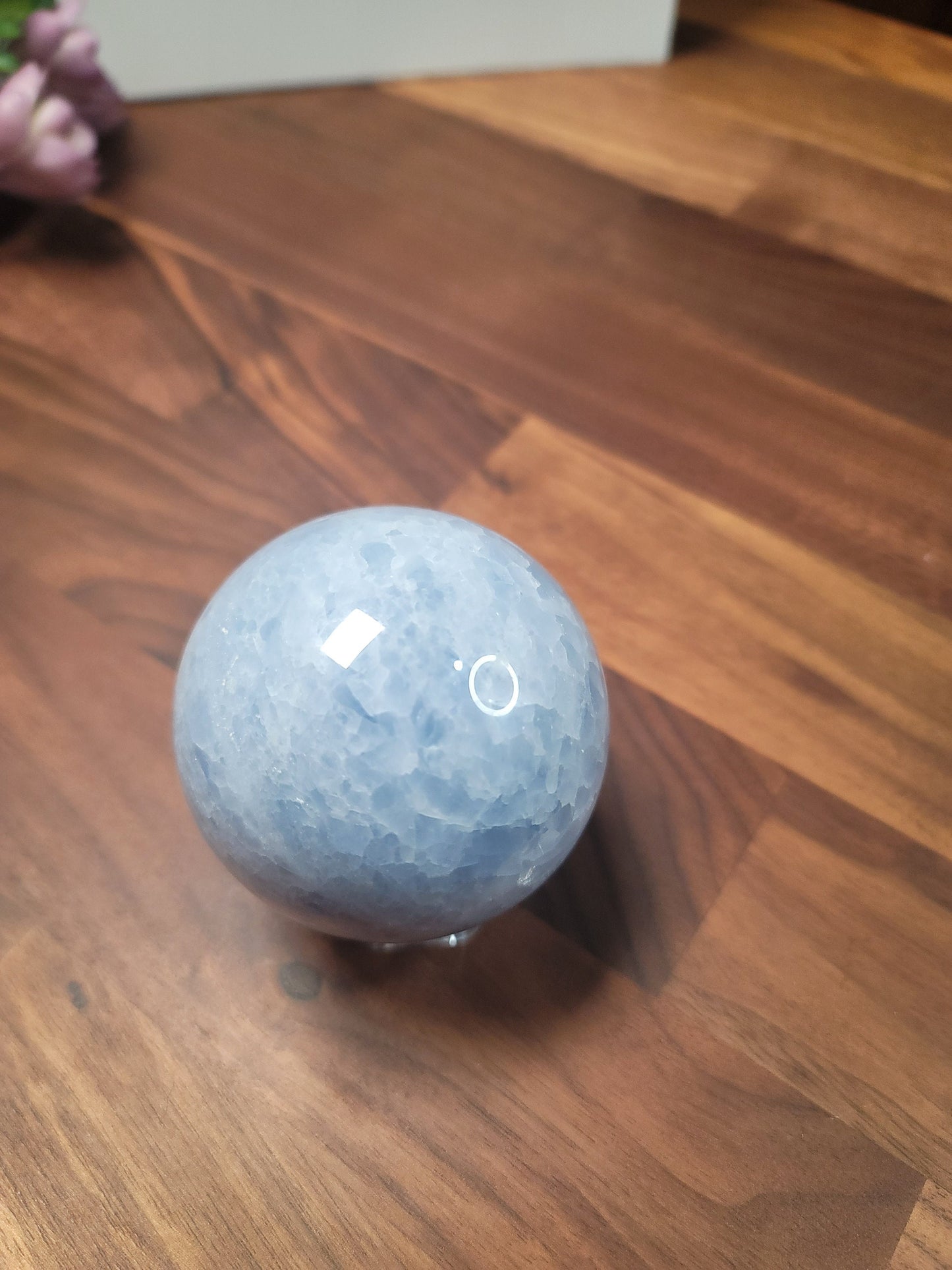 Blue Celestite Sphere, Natural Crystal (68mm Unique Stone)