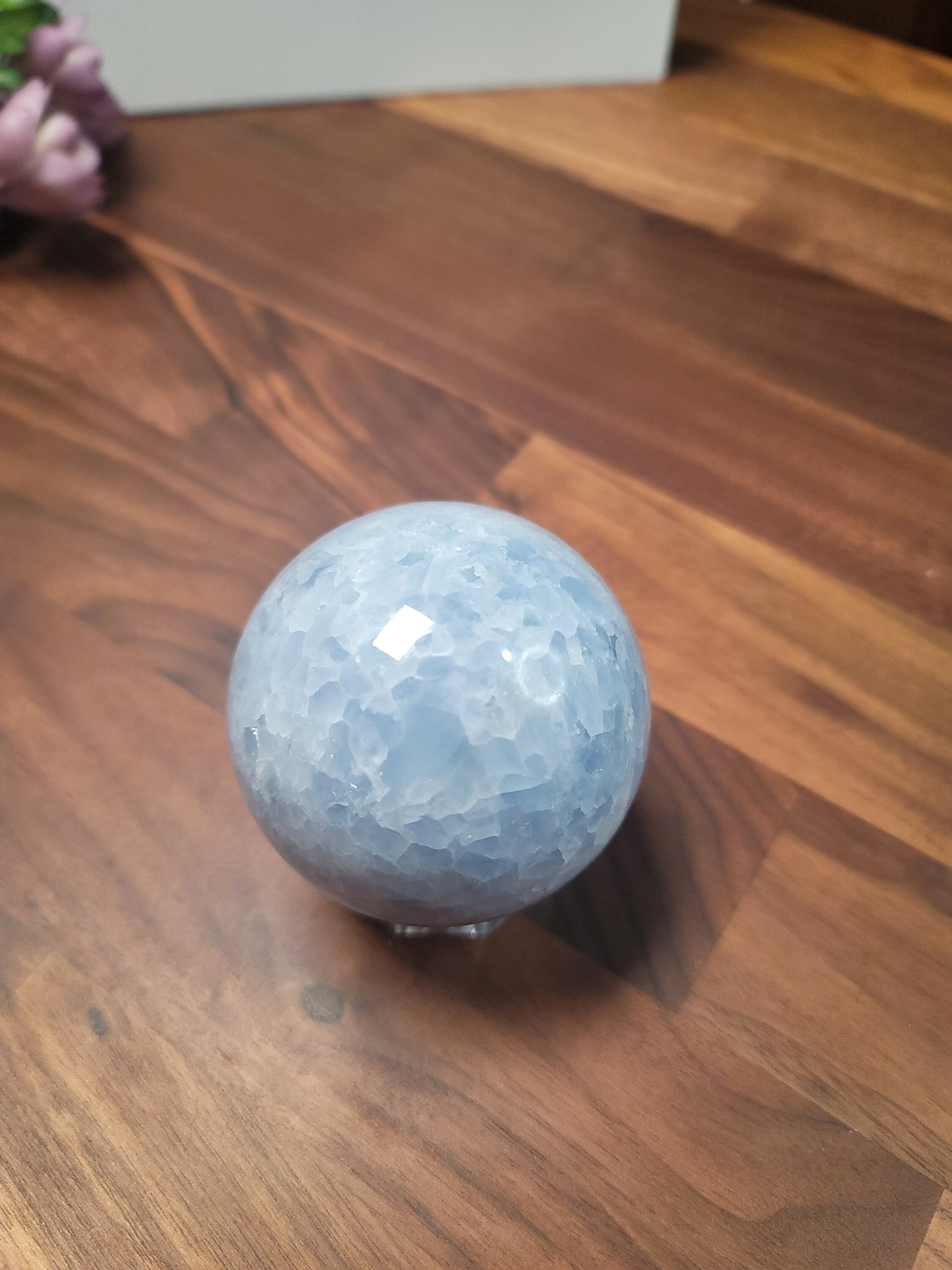 Blue Celestite Sphere, Natural Crystal (68mm Unique Stone)