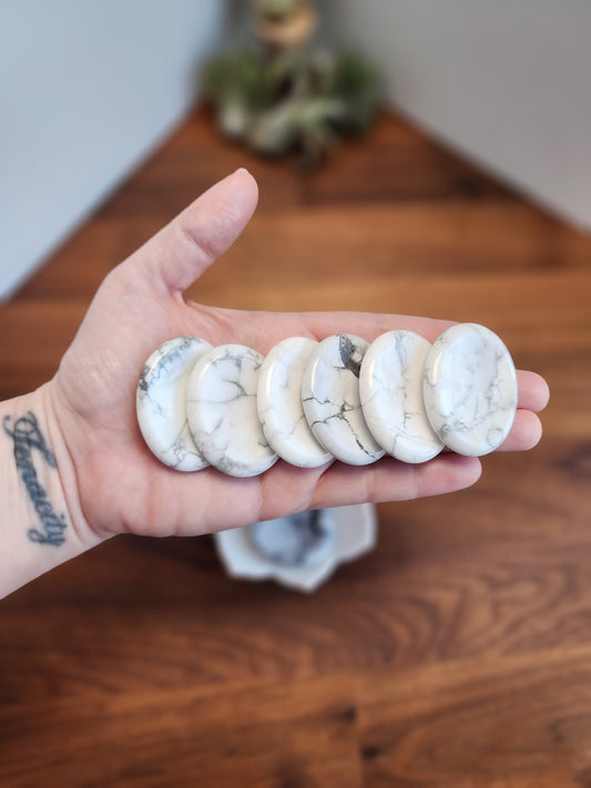 Howlite Worry Stone: Calming White Crystal (Pocket Size Fidget)