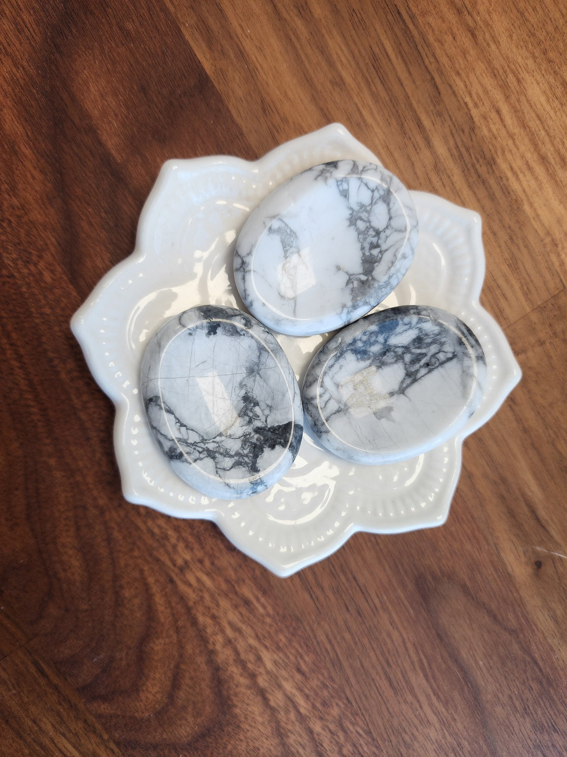 Howlite Worry Stone: Calming White Crystal (Pocket Size Fidget)