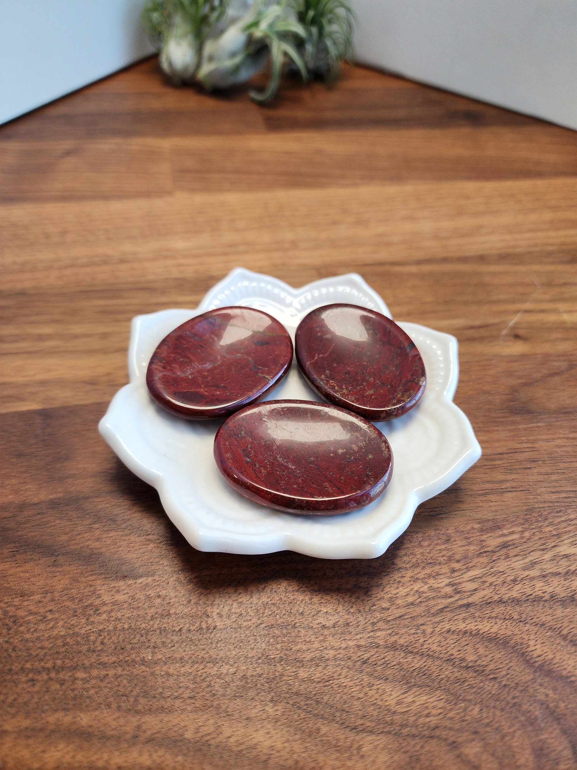 Red Sesame Jasper Worry Stone: ADHD Fidget Pocket Crystal