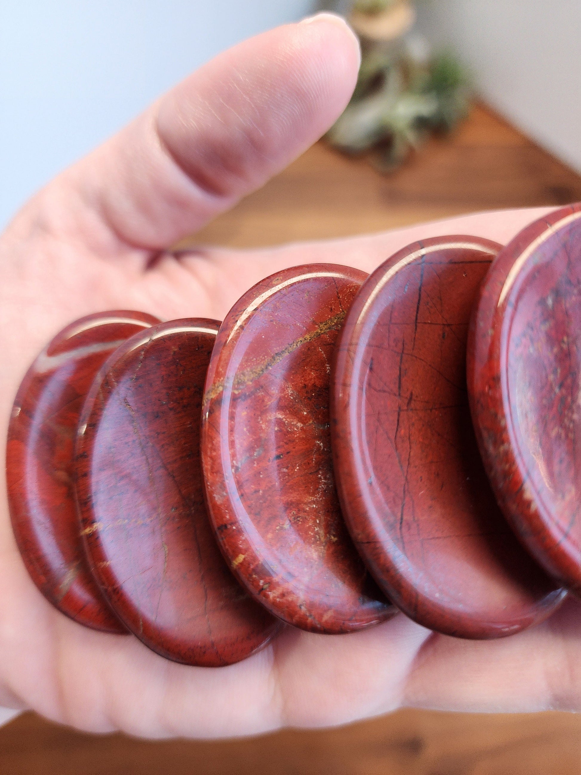 Red Sesame Jasper Worry Stone: ADHD Fidget Pocket Crystal