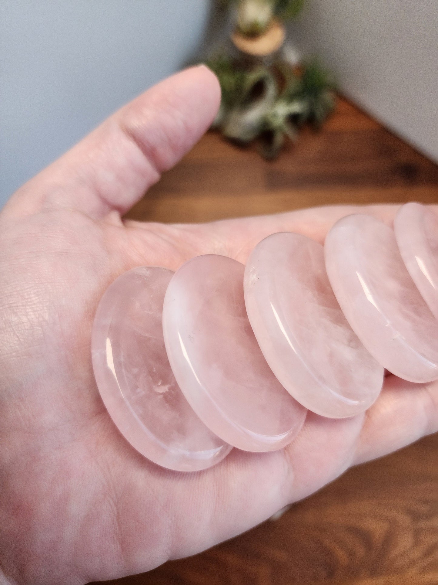 Rose Quartz Worry Stone: Pink Pocket Crystal, ADHD Fidget (1.77")