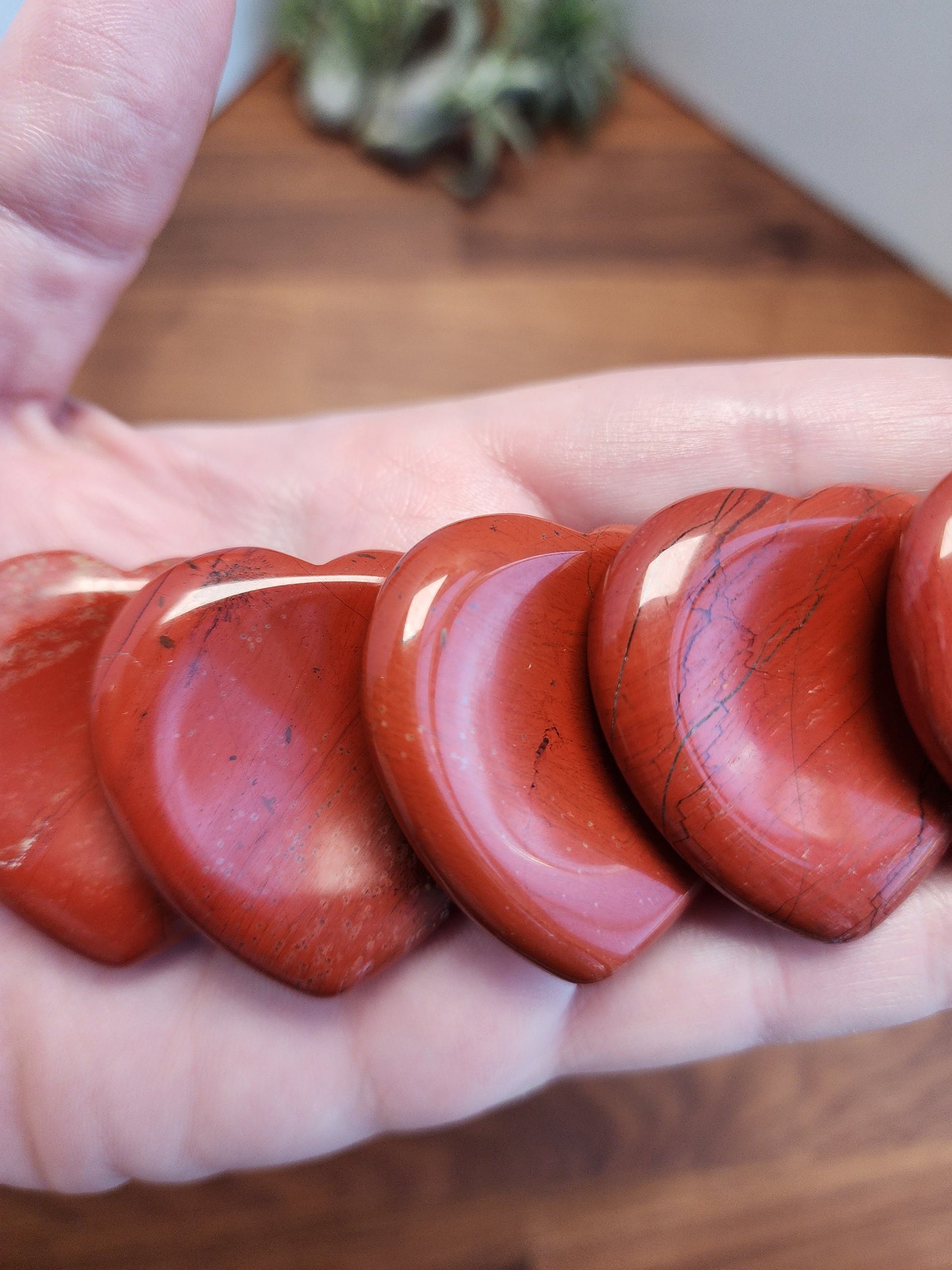 Red Jasper Heart Worry Stone: Pocket Fidget Crystal (1.56")