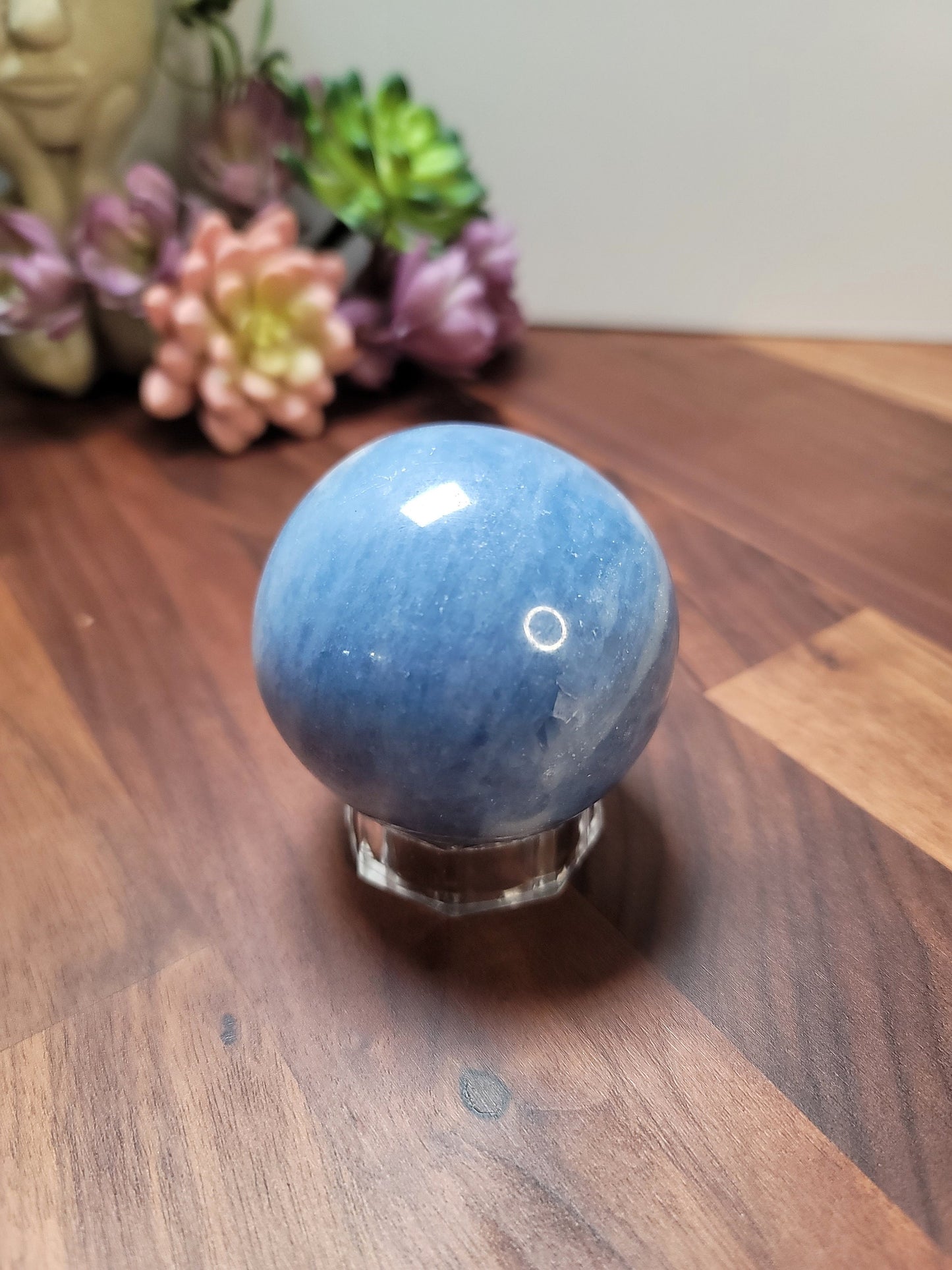 Blue Calcite Sphere: Angelcore Crystal Decor (66mm Unique Stone)