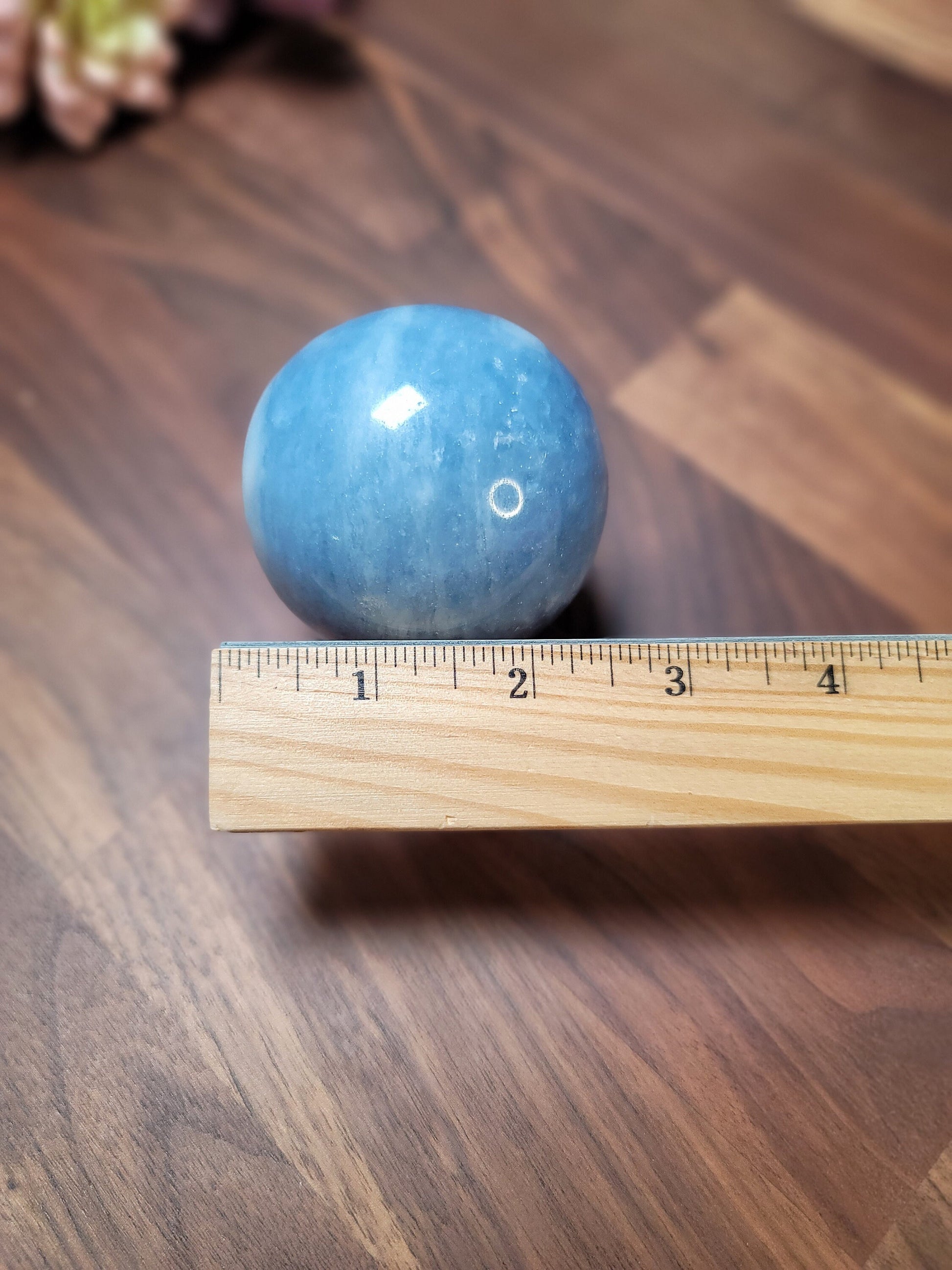 Blue Calcite Sphere: Angelcore Crystal Decor (66mm Unique Stone)