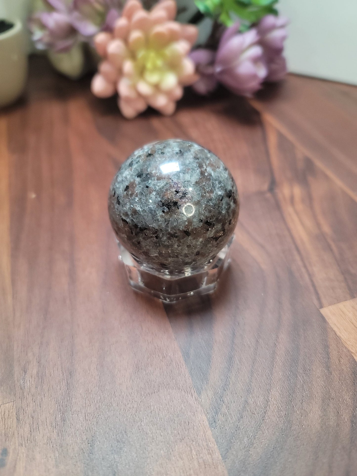 UV Reactive Yooperlite Sphere | 48 MM | Black Gray and Brown | Only 1 Available